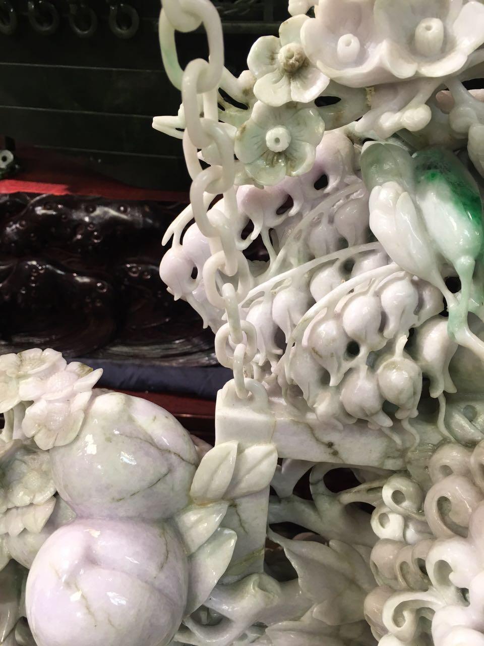 Jade Massive Chinese jade flower basket carving For Sale