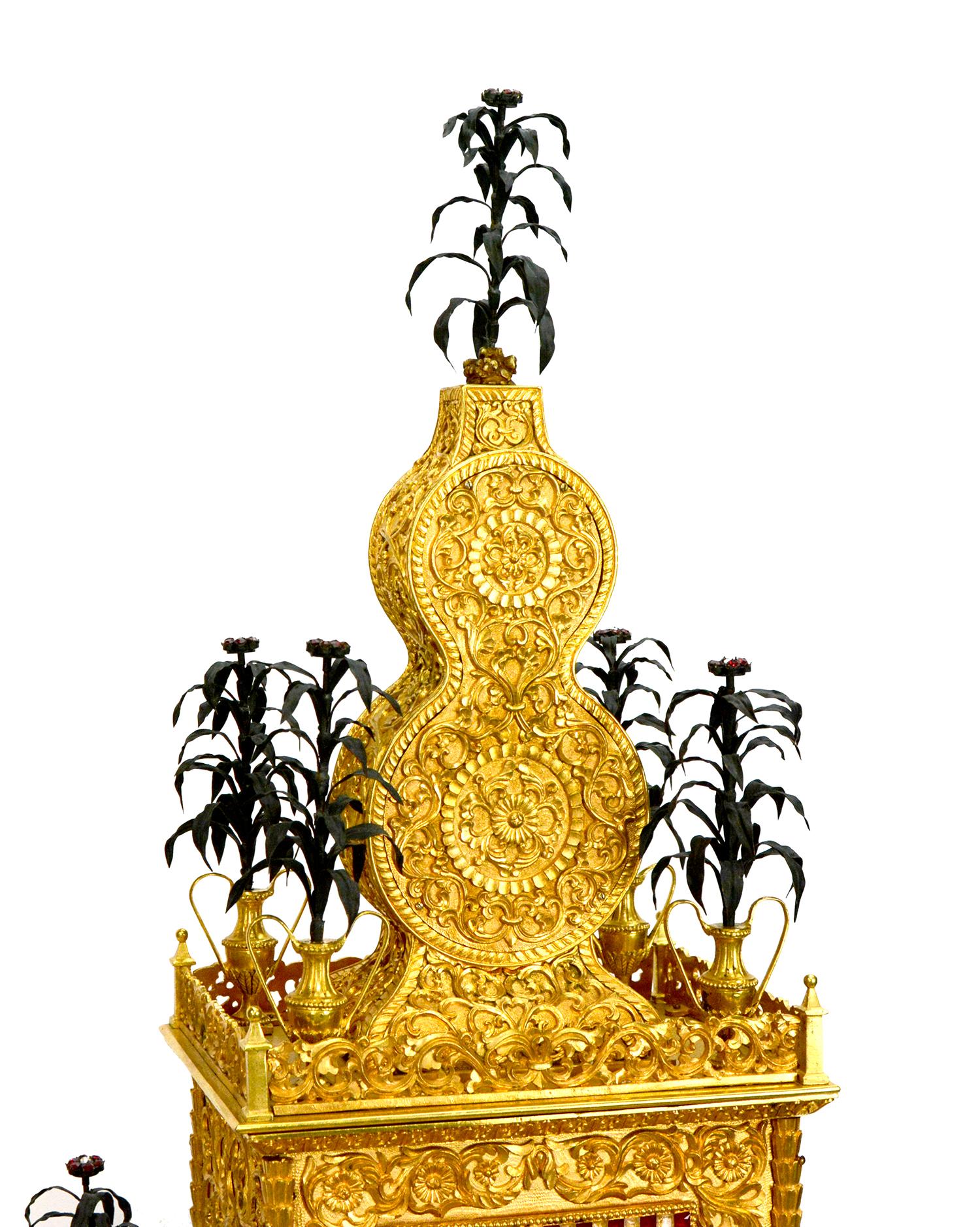 Massive Chinese Ormolu High Relief Gilt Bronze Automaton Musical Clock For Sale 7