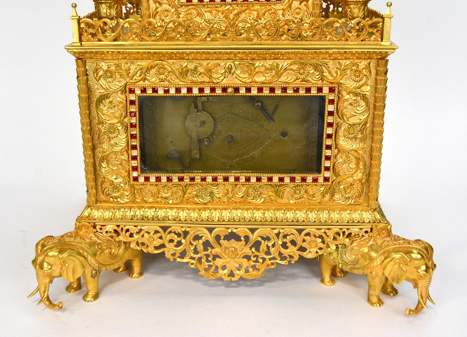 Massive Chinese Ormolu High Relief Gilt Bronze Automaton Musical Clock For Sale 10