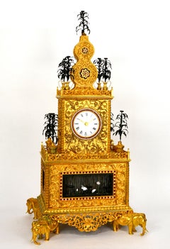 Massive Chinese Ormolu High Relief Gilt Bronze Automaton Musical Clock