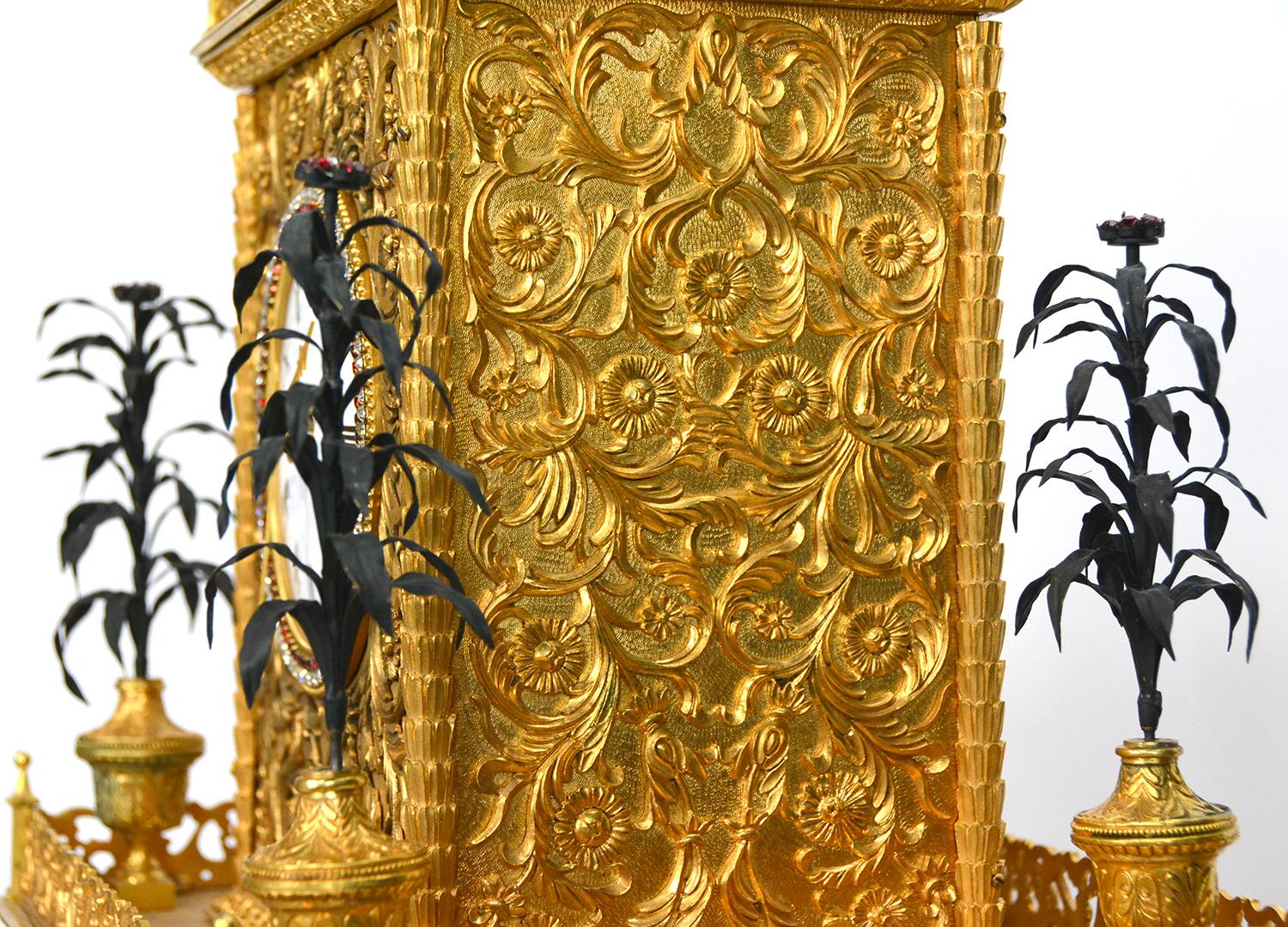 20th Century Massive Chinese Ormolu High Relief Gilt Bronze Automaton Musical Clock For Sale