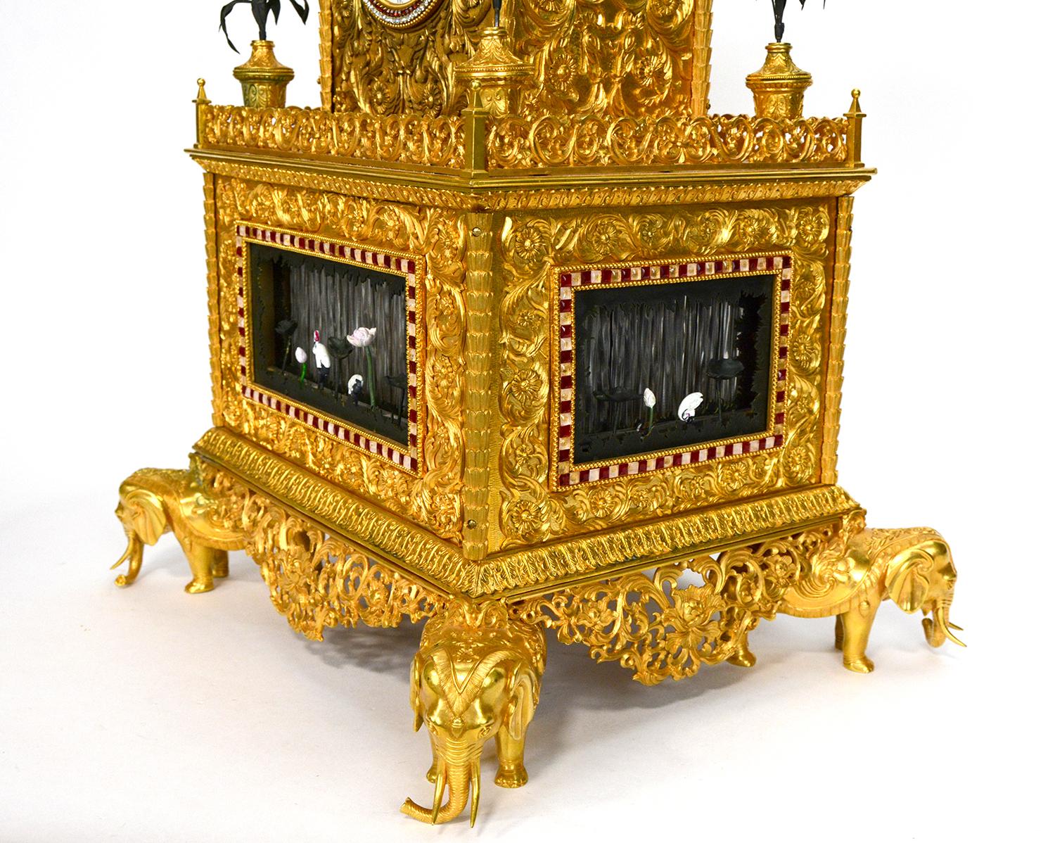 Massive Chinese Ormolu High Relief Gilt Bronze Automaton Musical Clock For Sale 2