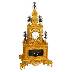 Massive Chinese Ormolu High Relief Gilt Bronze Automaton Musical Clock