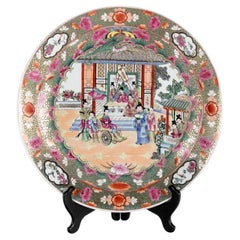 Massive Chinese Porcelain Charger Plate with Stand