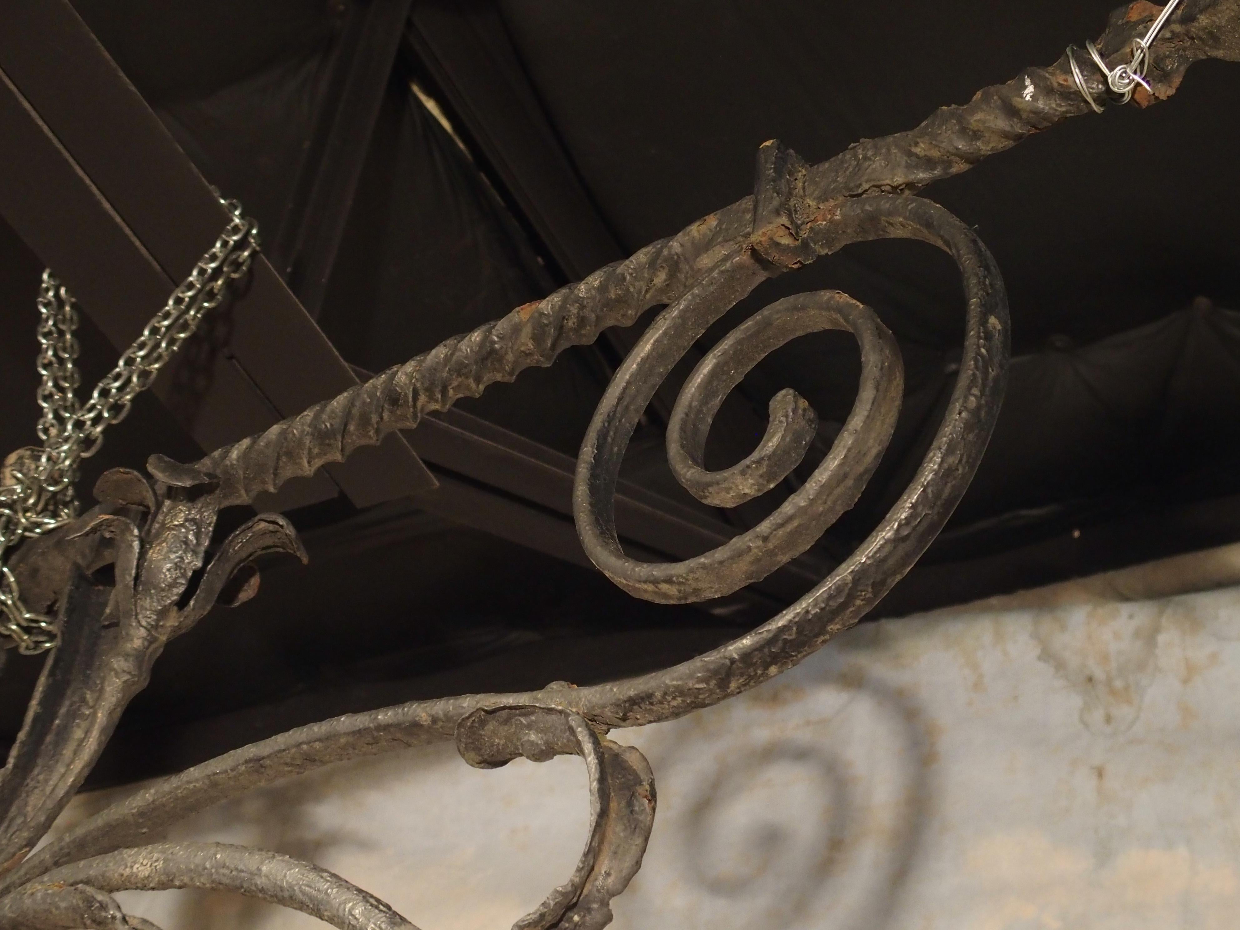 Massive circa 1700 Forged Iron Lantern Holder from a Castle in Wallonia Belgium 5