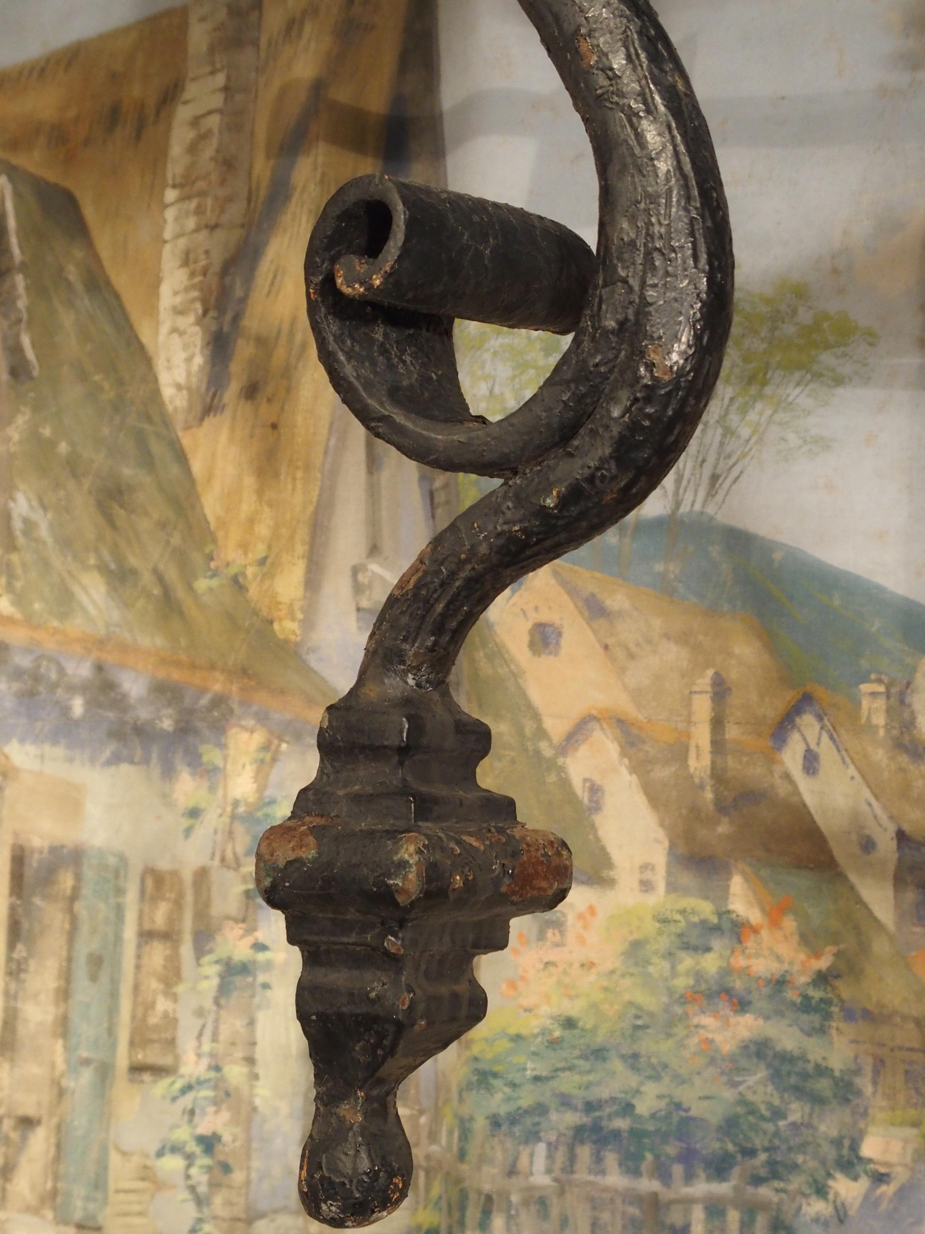 Massive circa 1700 Forged Iron Lantern Holder from a Castle in Wallonia Belgium 7