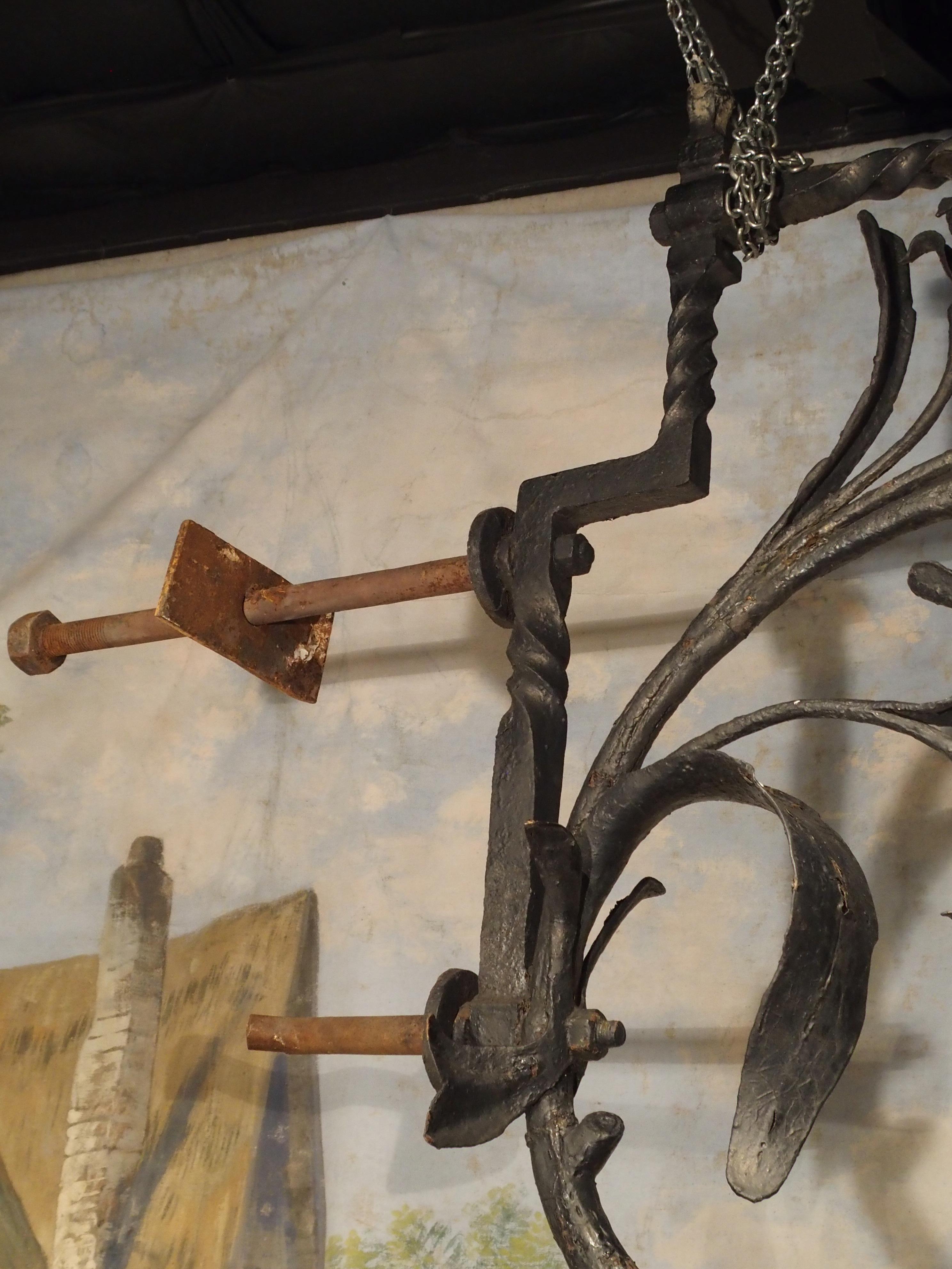 18th Century and Earlier Massive circa 1700 Forged Iron Lantern Holder from a Castle in Wallonia Belgium