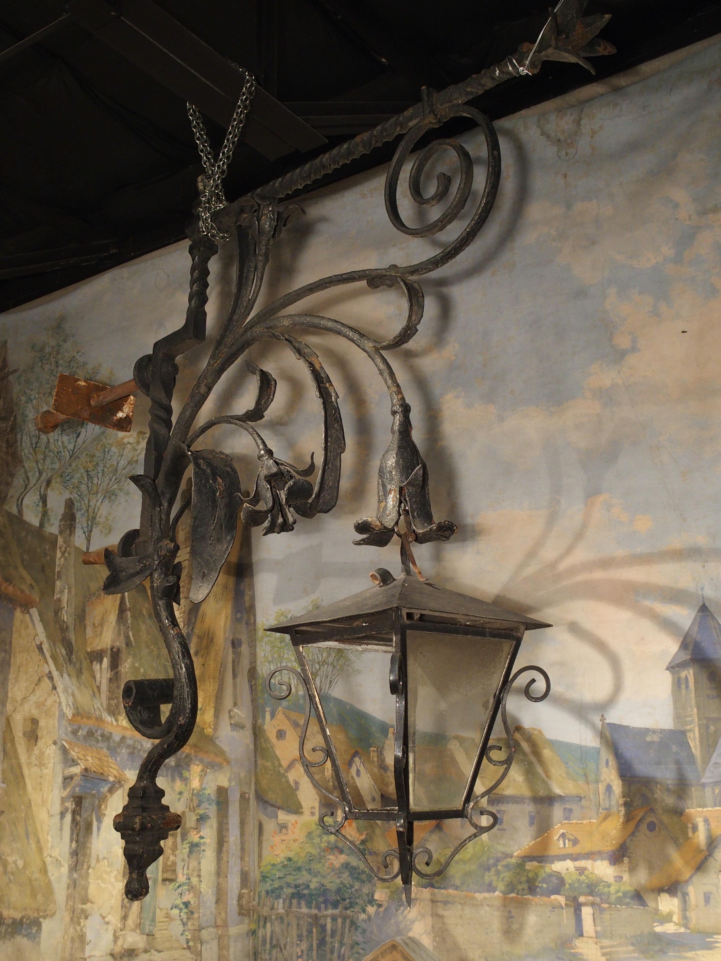 Massive circa 1700 Forged Iron Lantern Holder from a Castle in Wallonia Belgium 2