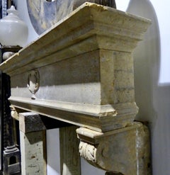 Massive circa 1900 French Style Limestone Fireplace