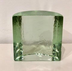Massive Clear Half Moon Glass Bookend or Door Stopper, Wayne Husted for Blenko