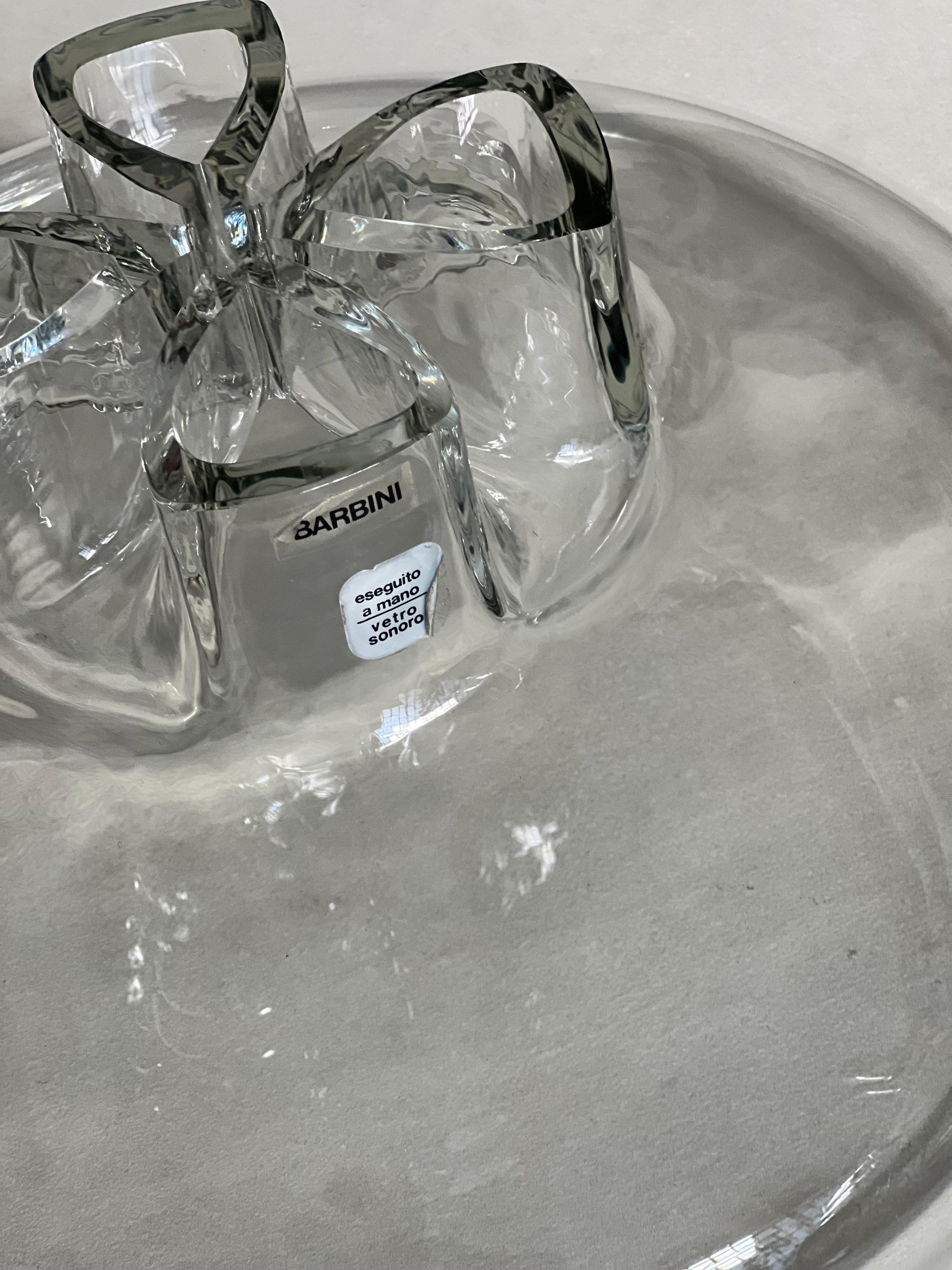 Massive clear Murano vase by Alfred Barbini, vetro sonoro Quadrifoglio, Italy For Sale 3