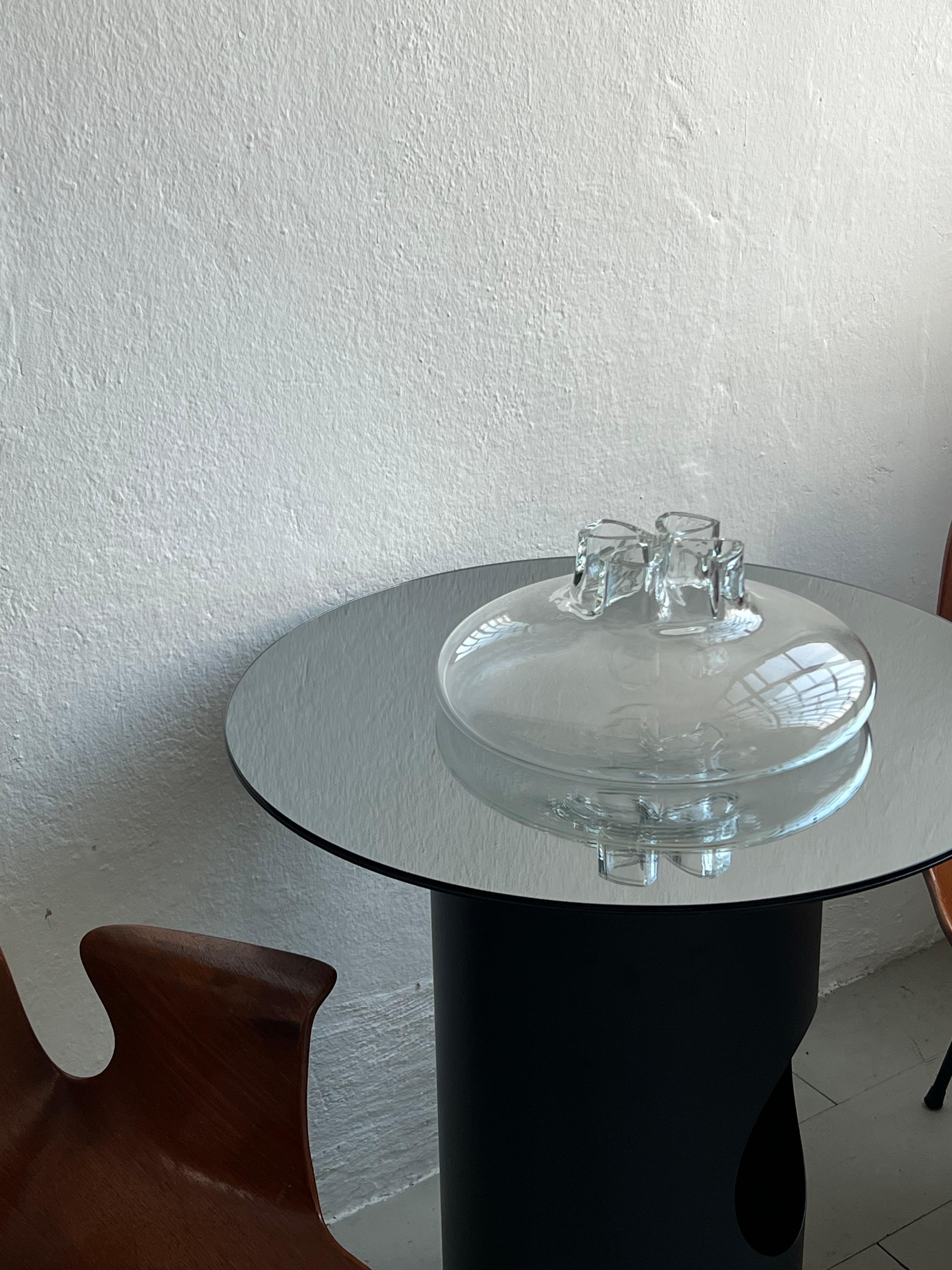 Massive clear Murano vase by Alfred Barbini, vetro sonoro Quadrifoglio, Italy For Sale 6