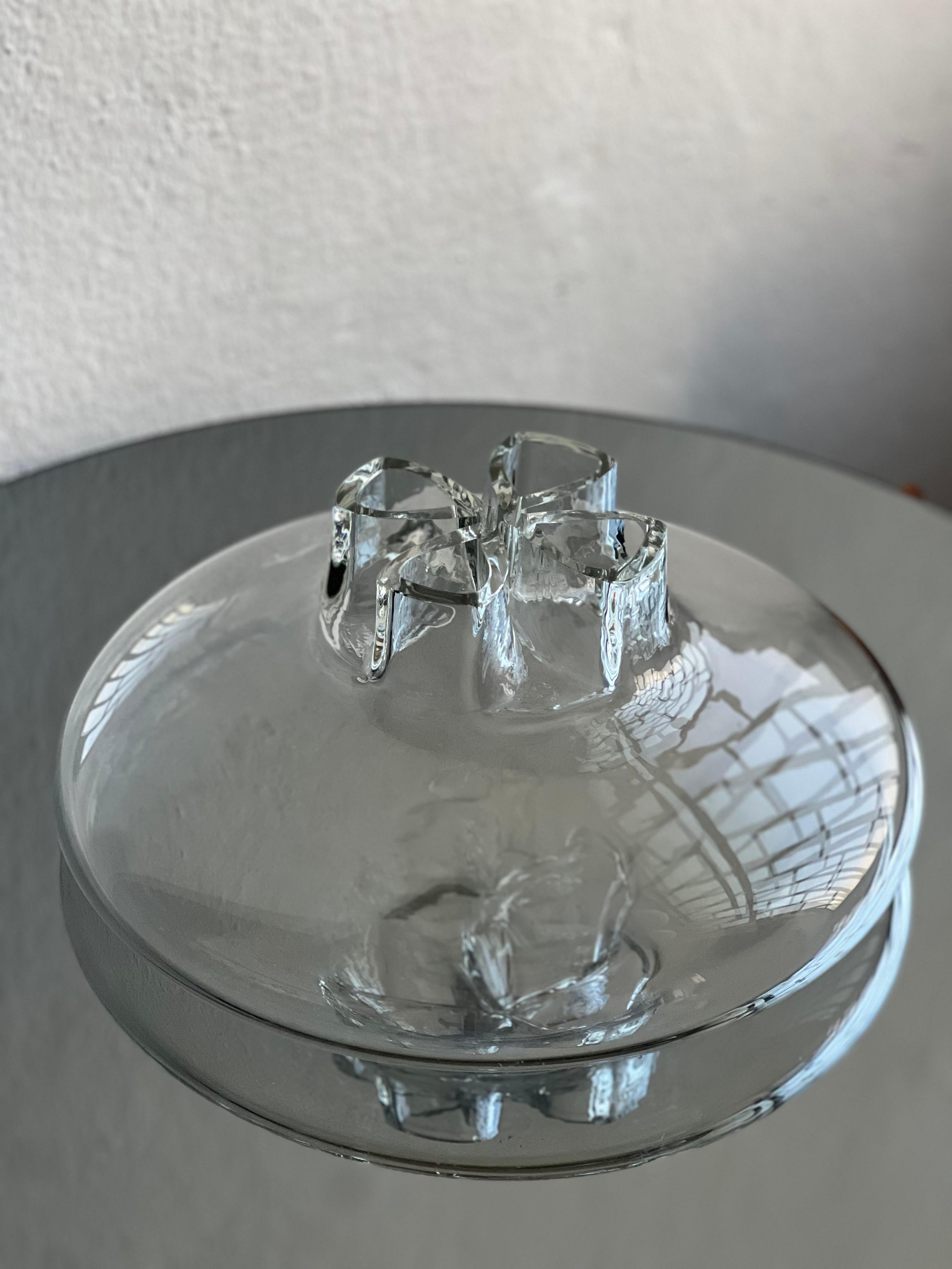 Massive clear Murano vase by Alfred Barbini, vetro sonoro Quadrifoglio, Italy For Sale 8