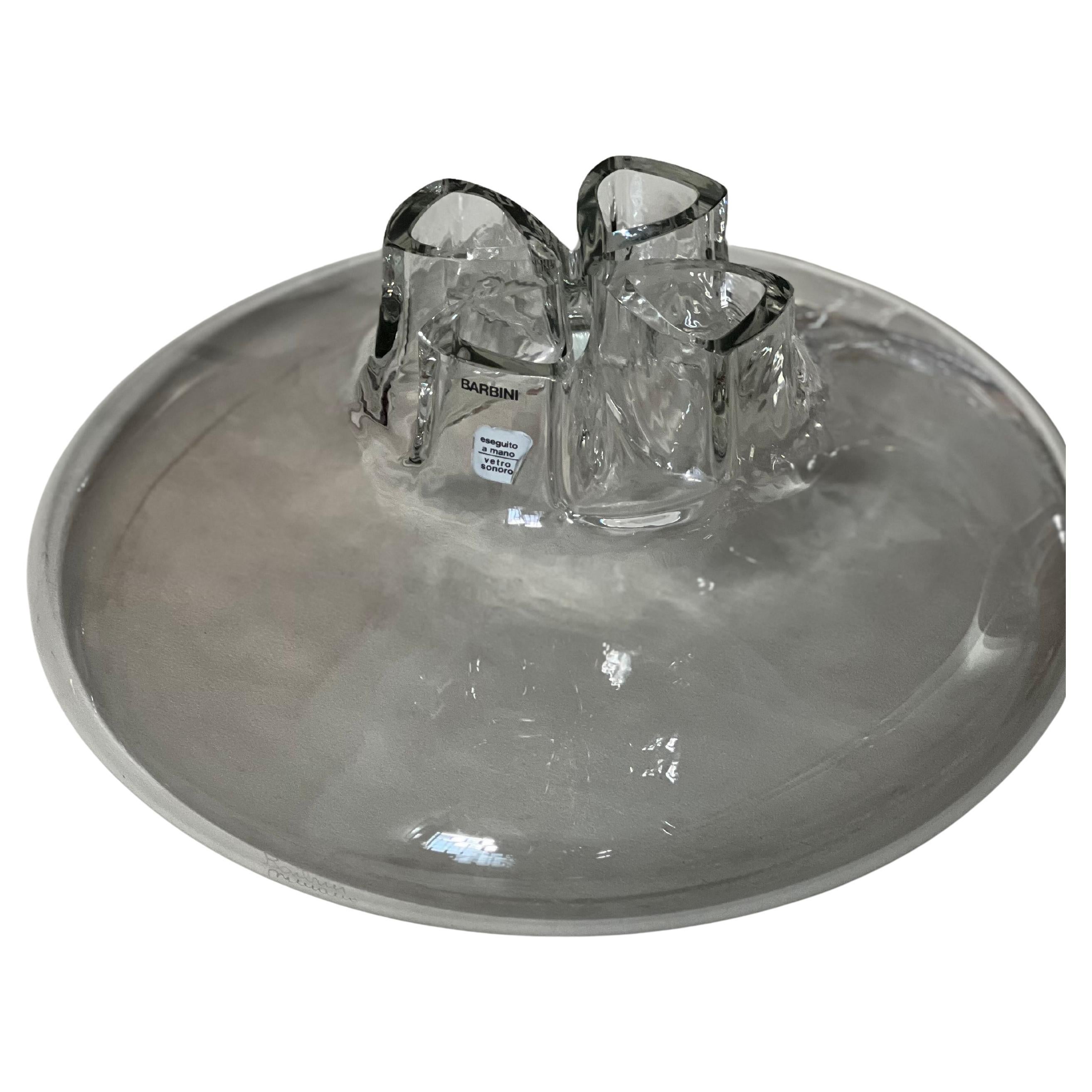 Massive Quadrifoglio ( four holes ) clear vase by Alfredo Barbini, made by Murano glass with 4 irregular holes on the top where you can place big and heavy flowers , its a great centerpiece for your table or placed on a sideboard creating an unique