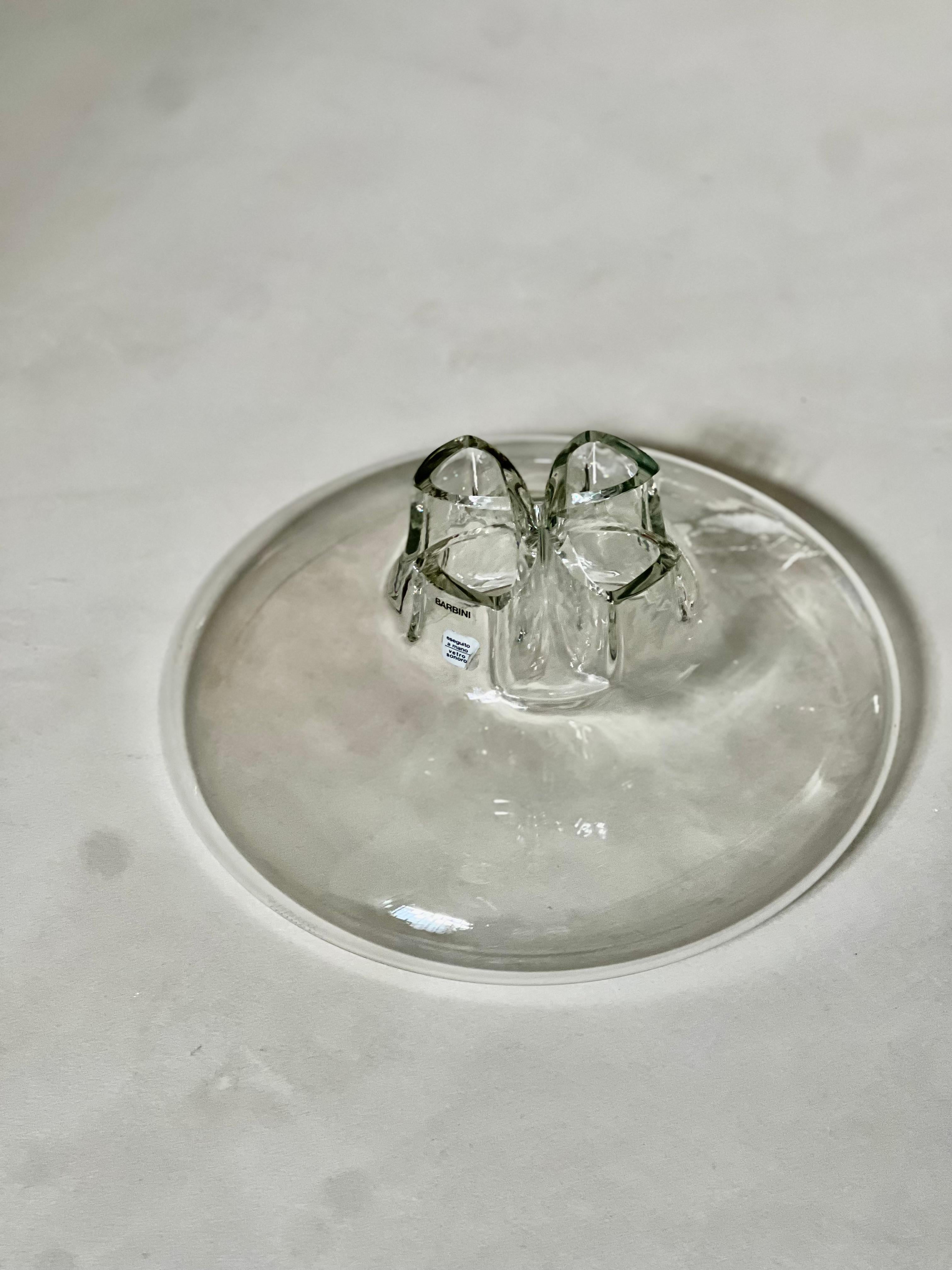 Mid-Century Modern Massive clear Murano vase by Alfred Barbini, vetro sonoro Quadrifoglio, Italy For Sale