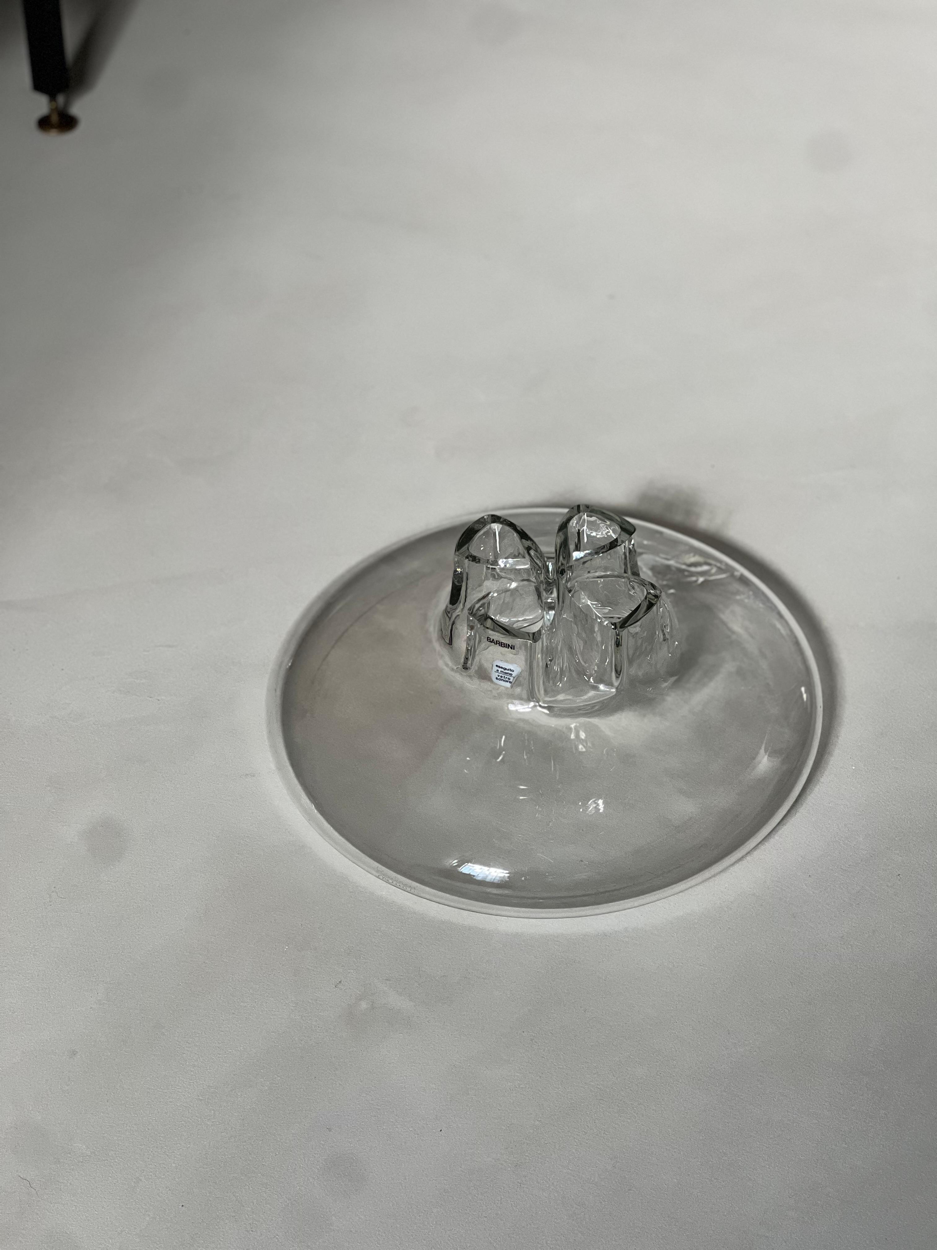 Italian Massive clear Murano vase by Alfred Barbini, vetro sonoro Quadrifoglio, Italy For Sale
