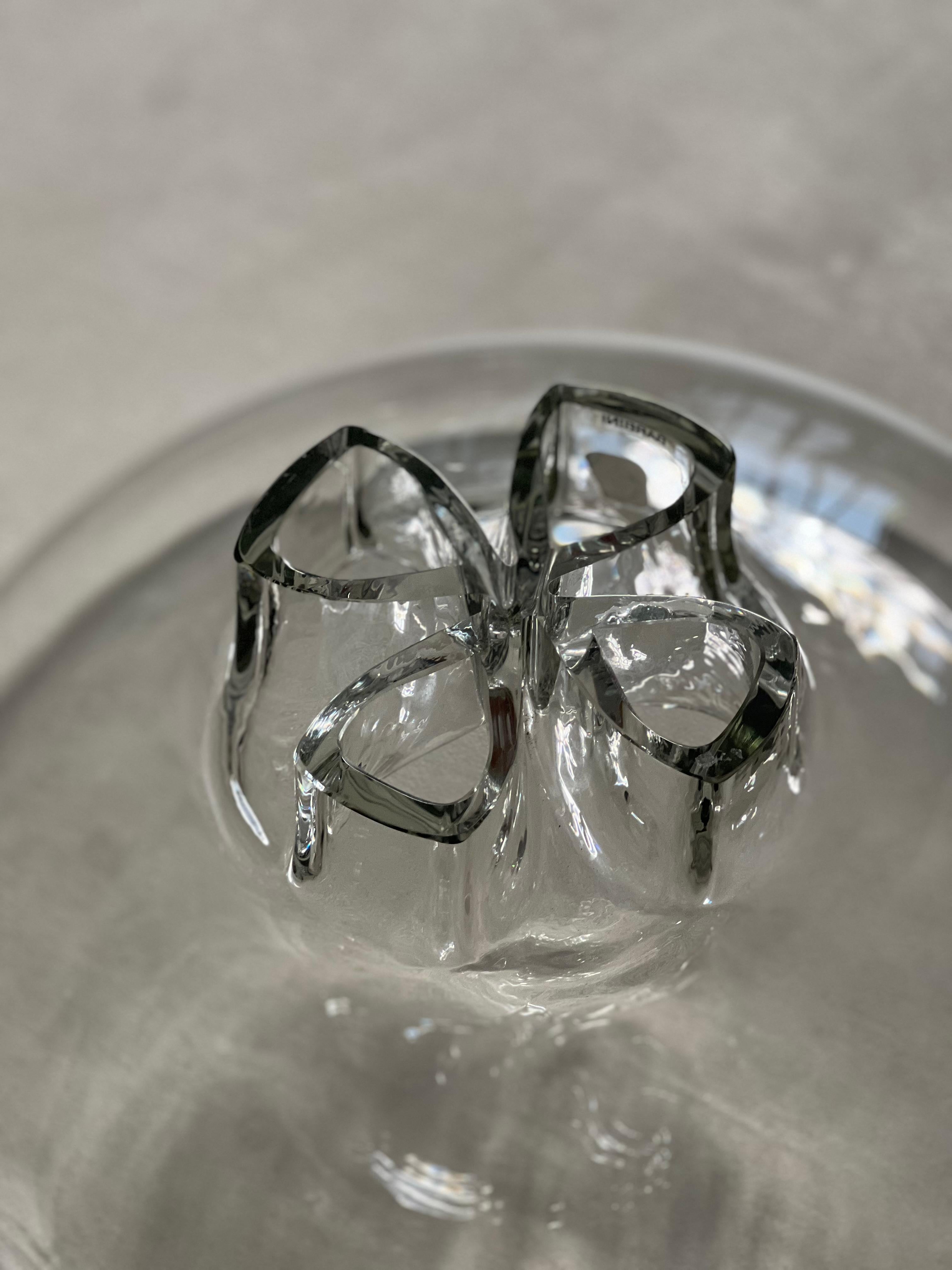 Massive clear Murano vase by Alfred Barbini, vetro sonoro Quadrifoglio, Italy For Sale 1