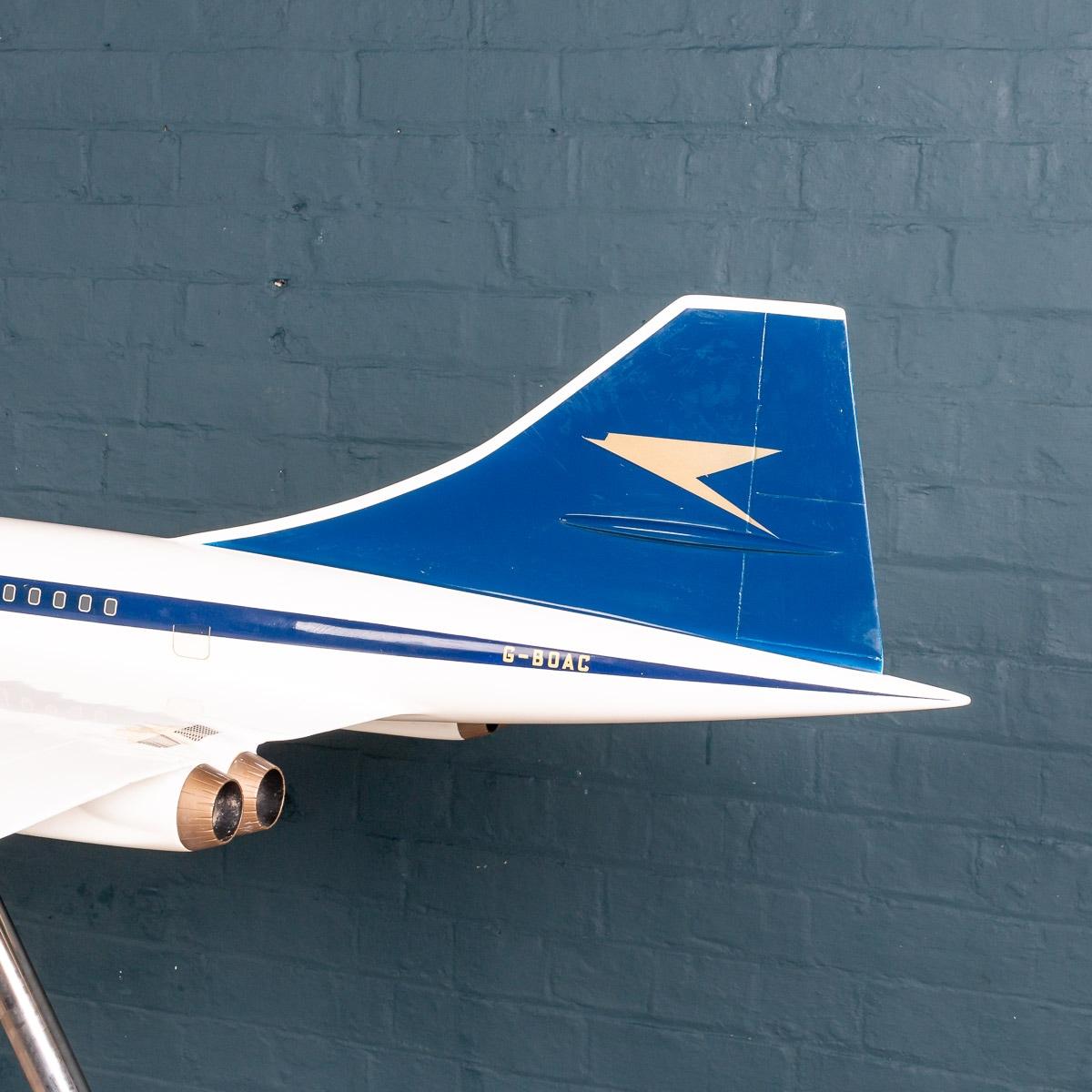 Fiberglass Massive Concorde Model on Original Chromed Stand, circa 1965