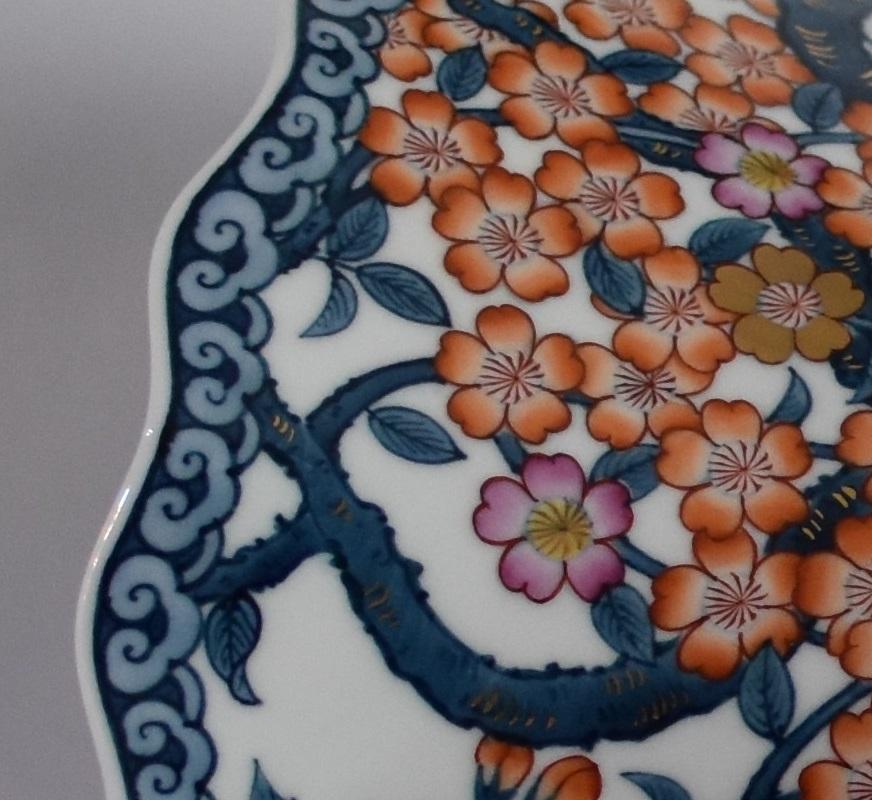 Massive Contemporary Japanese Orange Blue Porcelain Vase by Master Artist 8