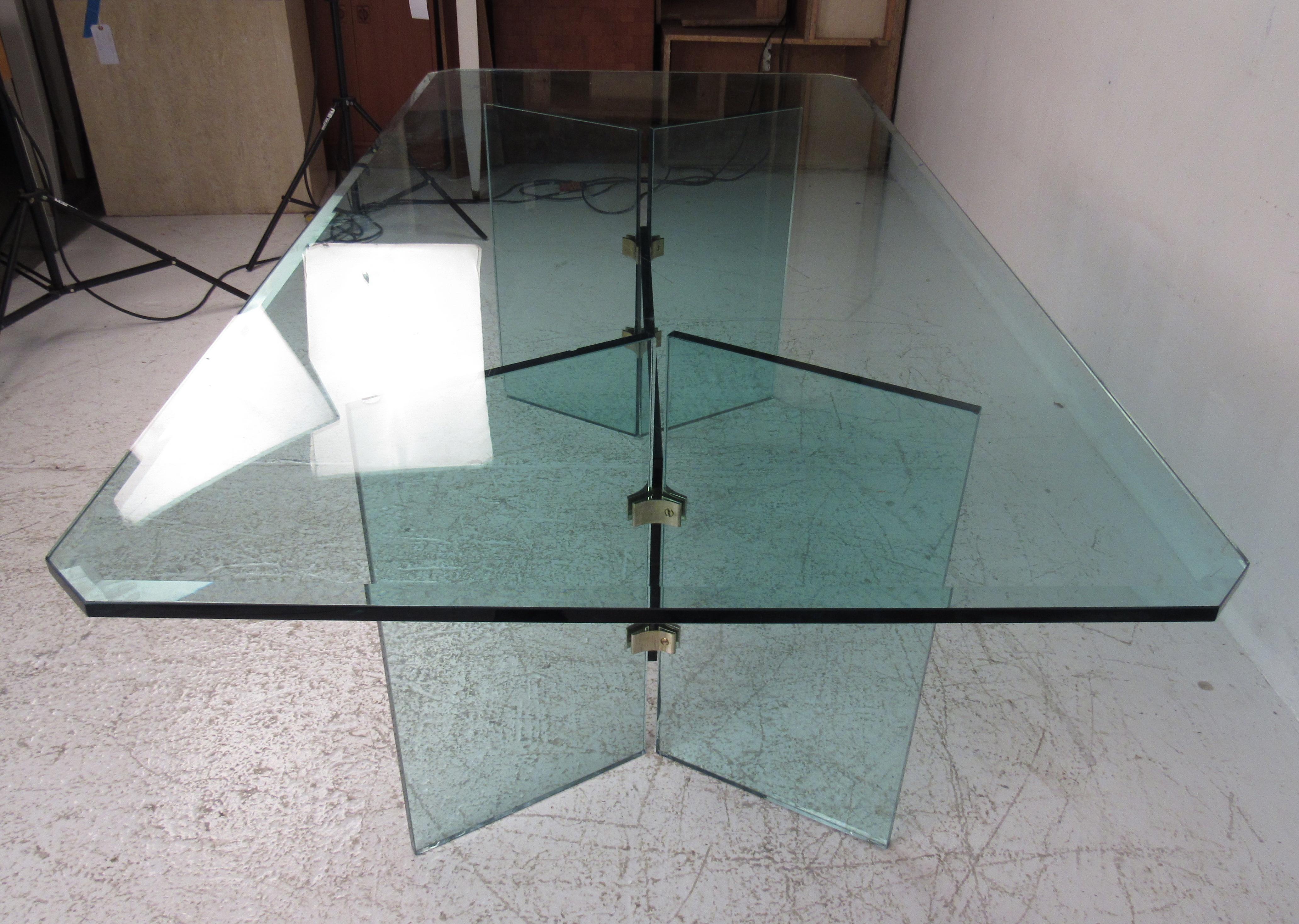 contemporary glass dining table