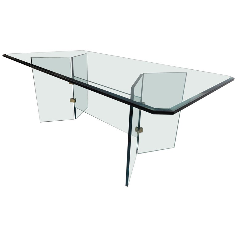 Massive Contemporary Modern Beveled Glass Dining Table In The Style Of Pace For Sale At 1stdibs