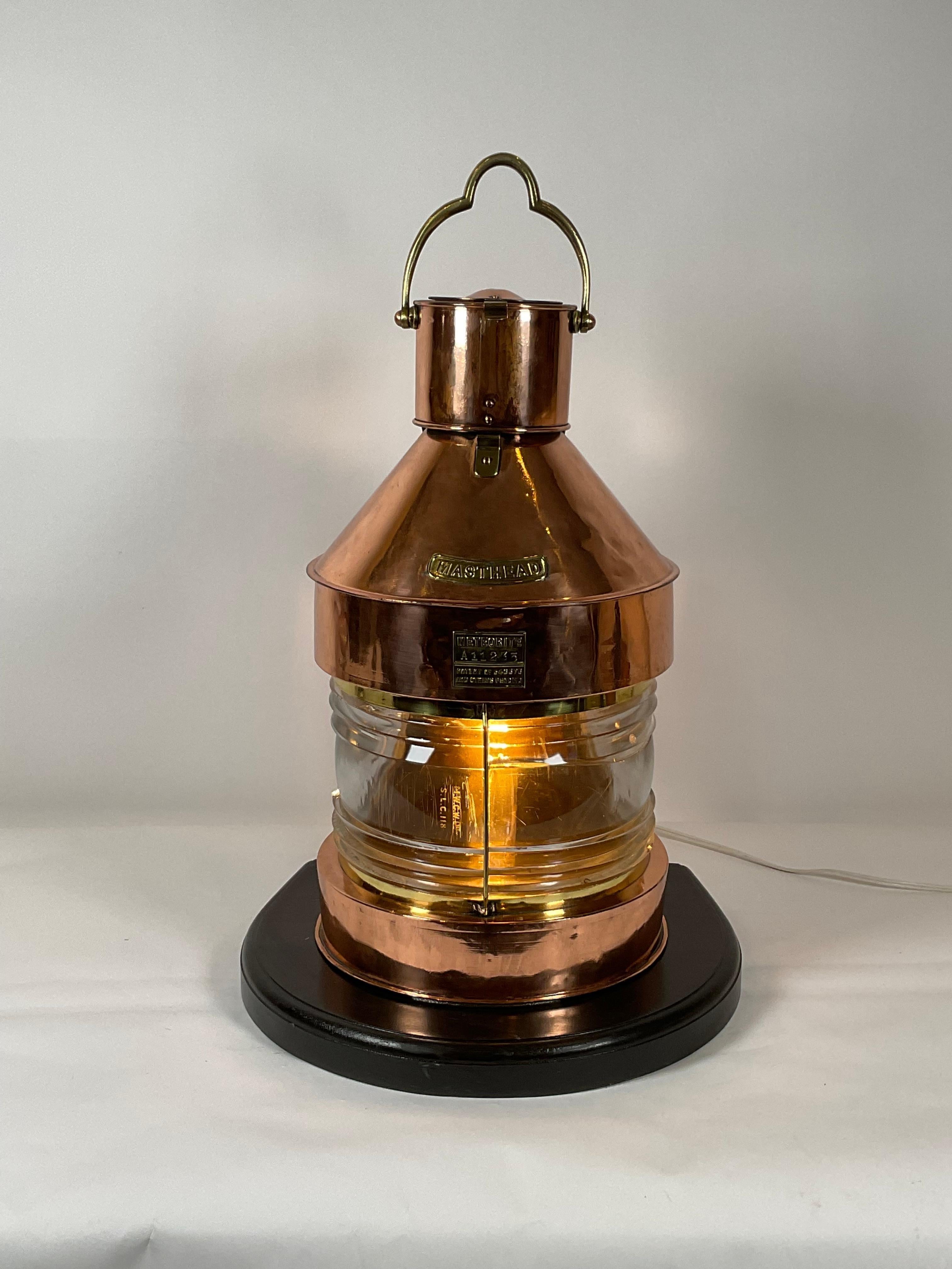 Massive Copper and Brass Ship’s Lantern In Good Condition For Sale In Norwell, MA