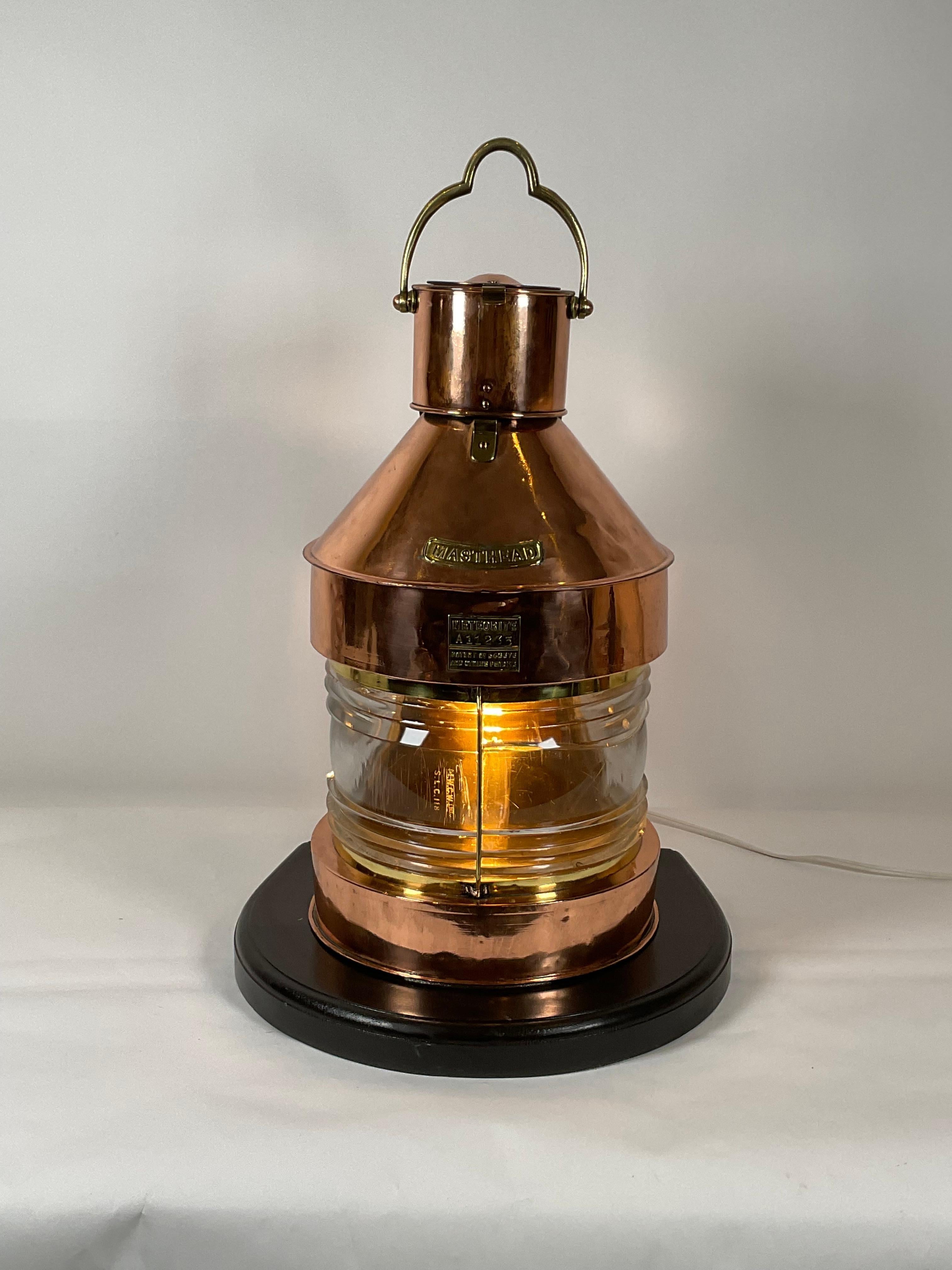 Early 20th Century Massive Copper and Brass Ship’s Lantern For Sale