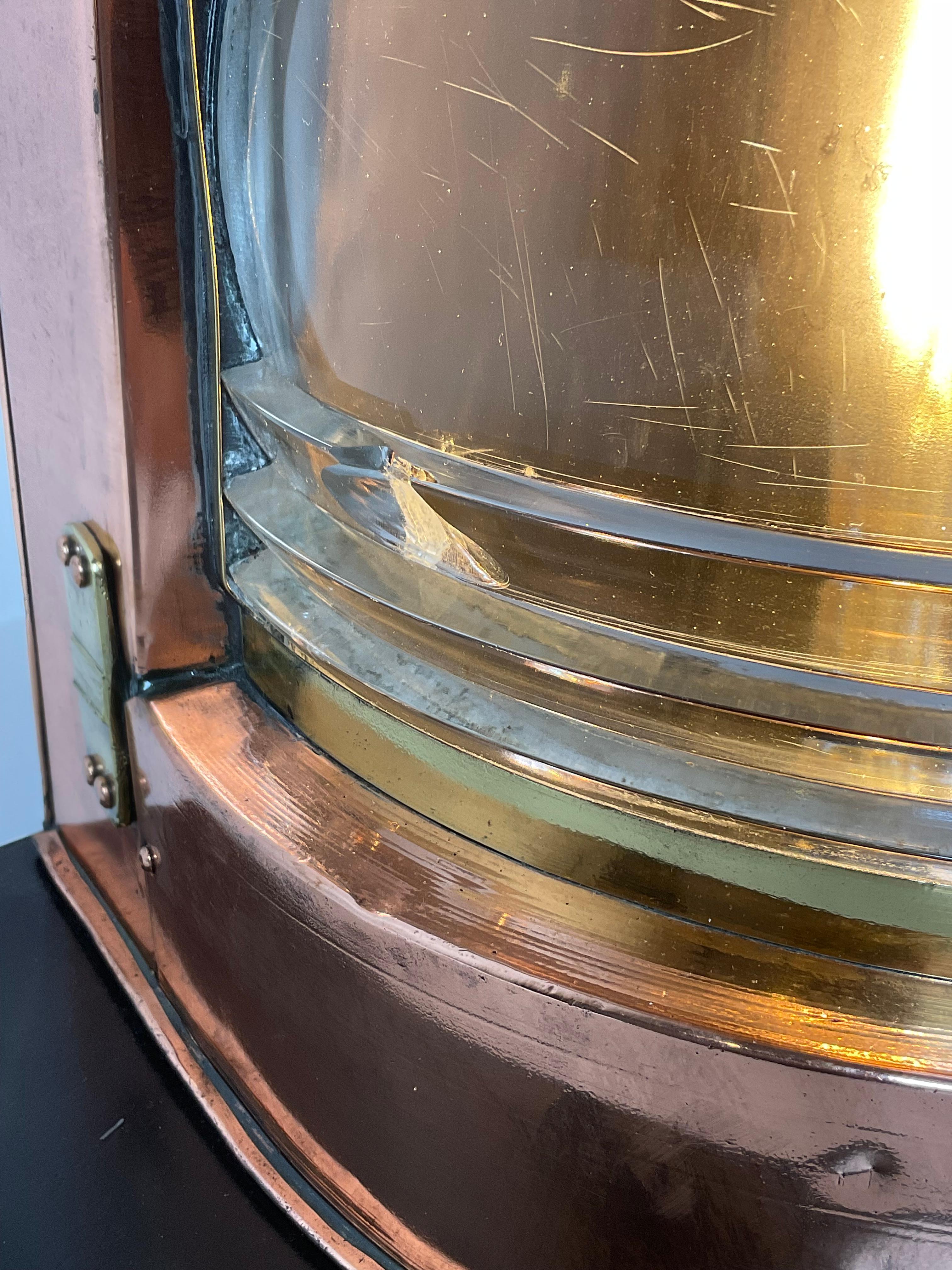 Massive Copper and Brass Ship’s Lantern For Sale 3