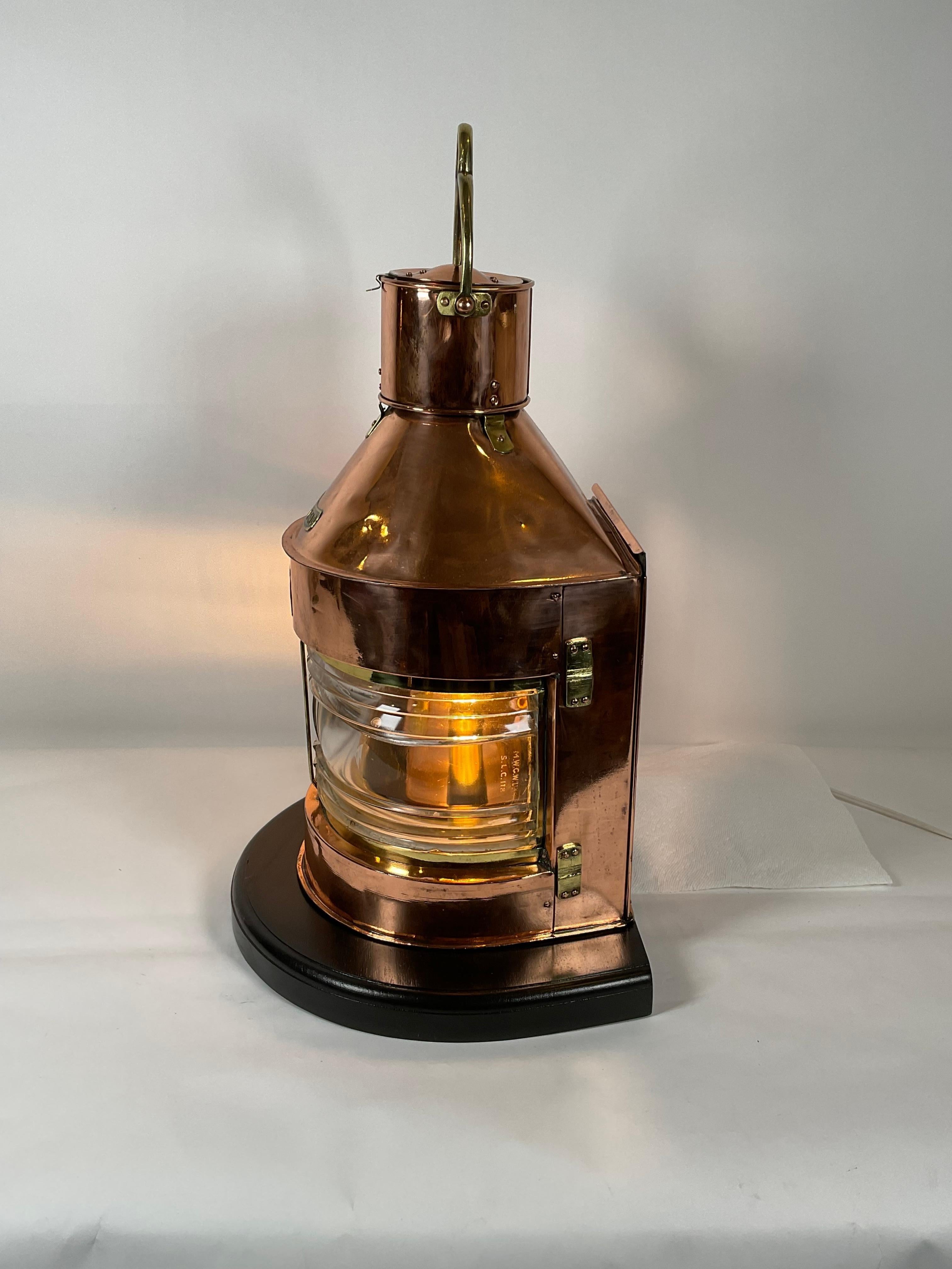 Massive Copper and Brass Ship’s Lantern For Sale 4