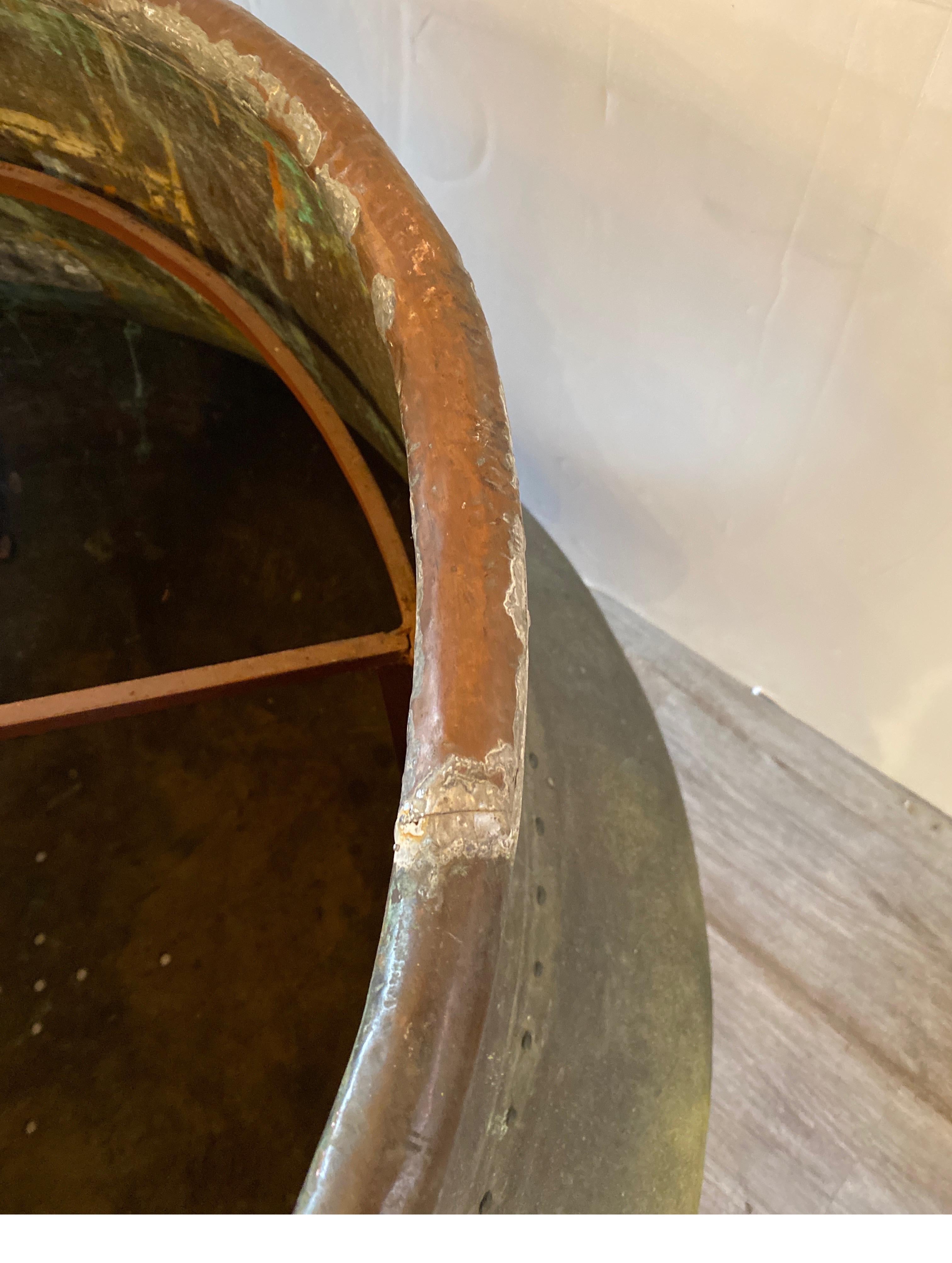 Massive Copper Cauldron Pot Planter Dated 1836 For Sale 3