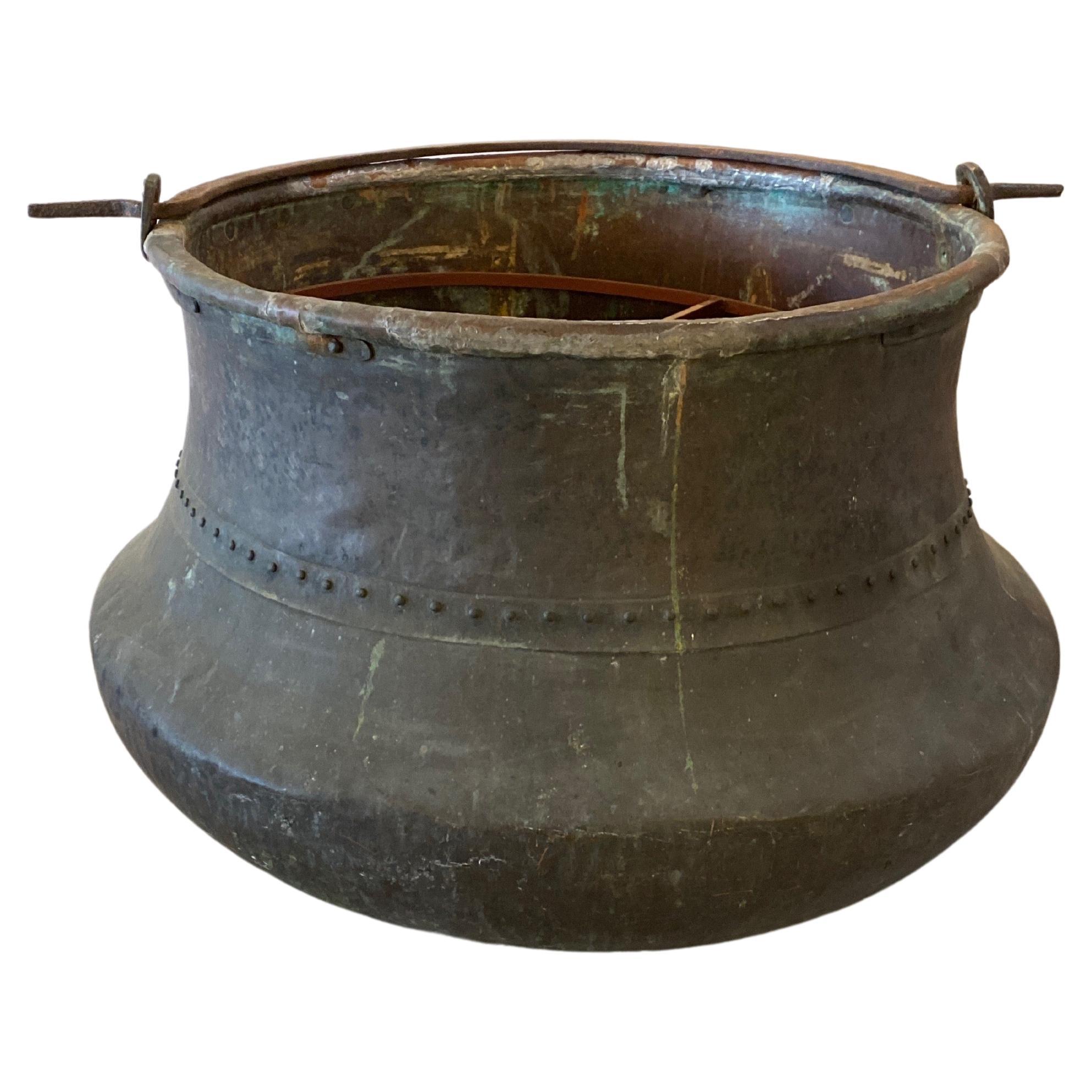 Massive Copper Cauldron Pot Planter Dated 1836