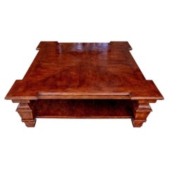 Massive Corner Notched Hardwood Cocktail Table