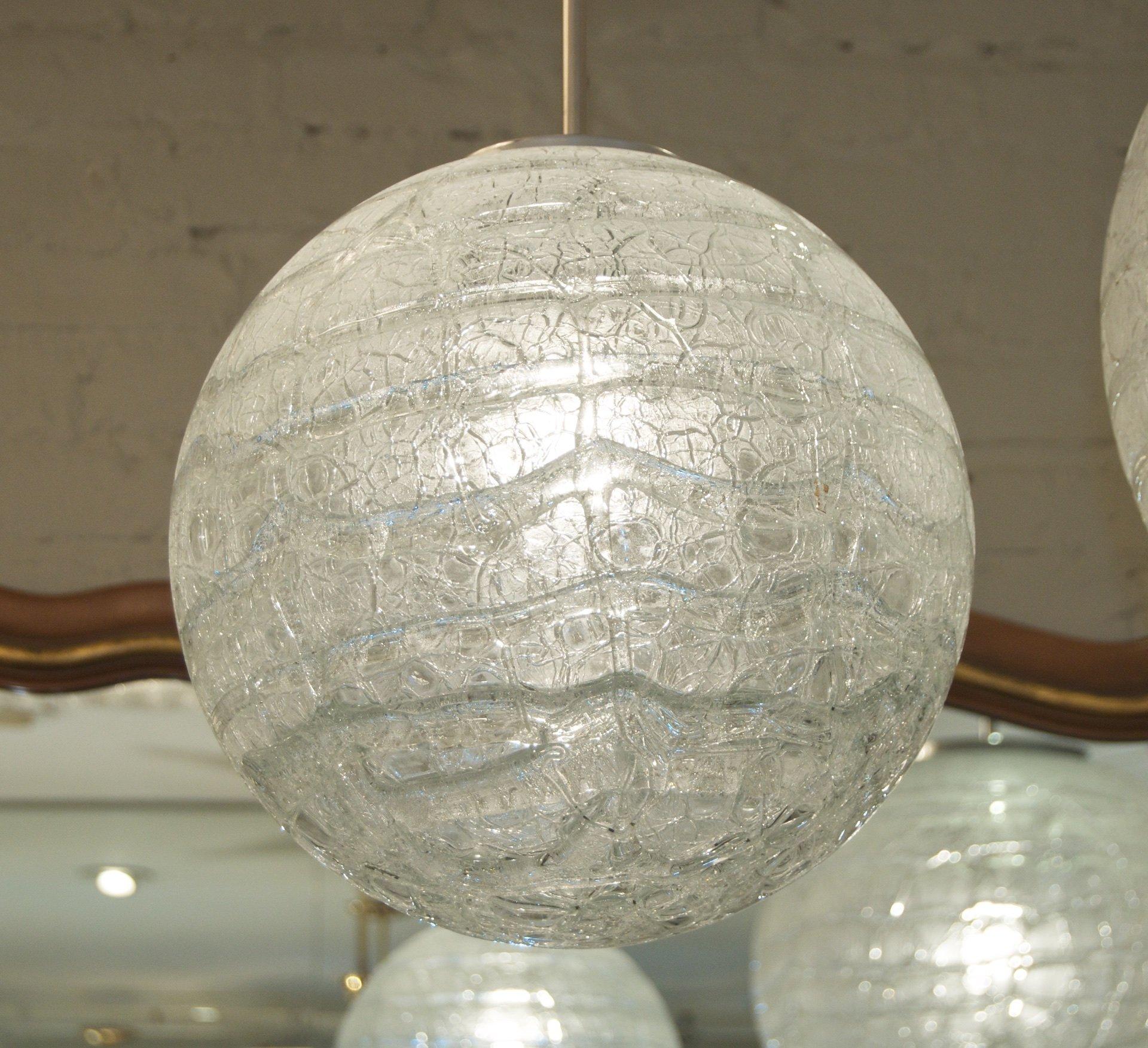 German Massive Crackle Glass Doria Globe For Sale