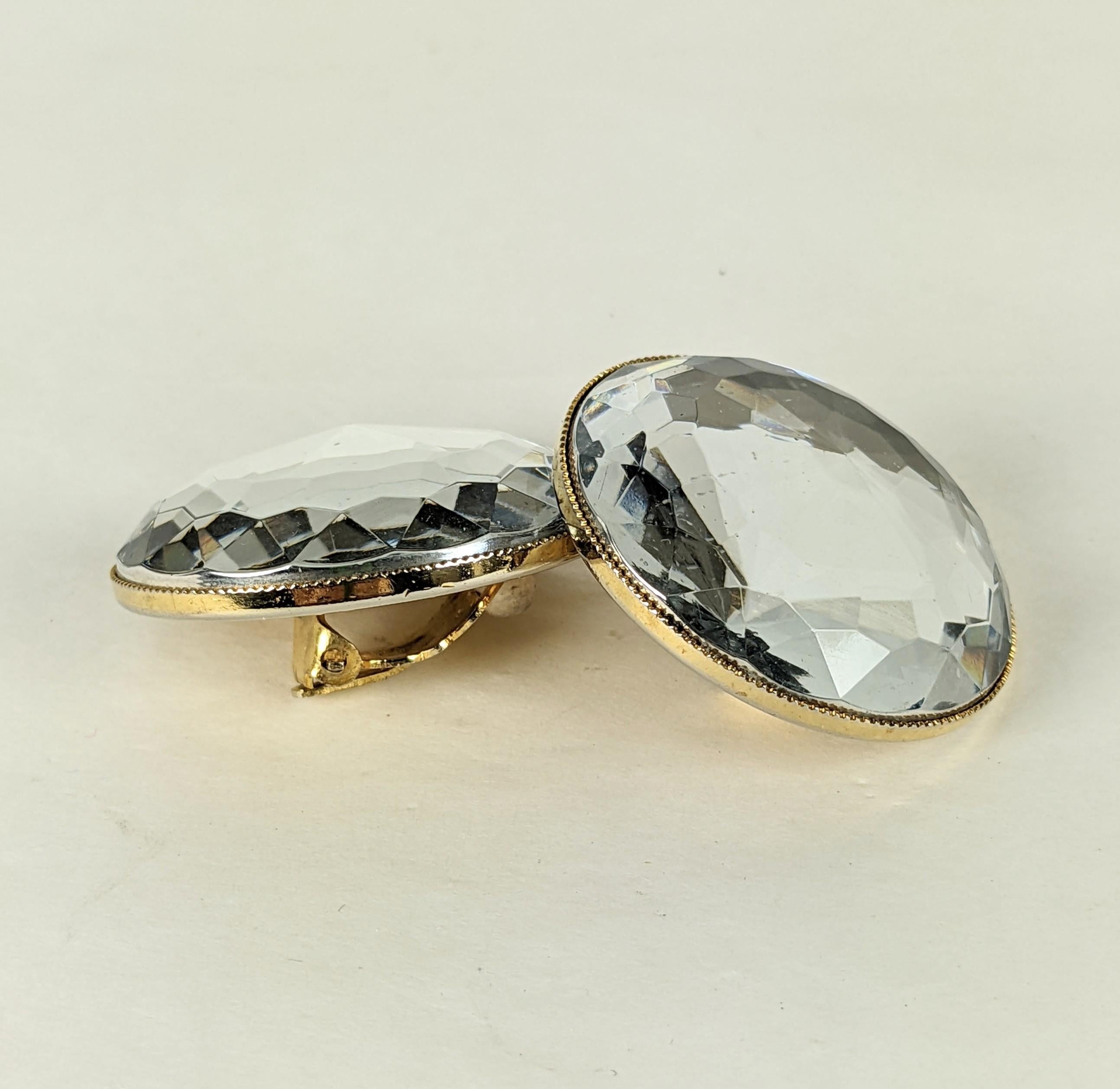 Massive Crystal Yves Saint Laurent Ear Clips In Excellent Condition For Sale In New York, NY