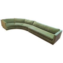 Massive Curved Sofa by Directional Furniture Fully Restored in Celadon Velvet