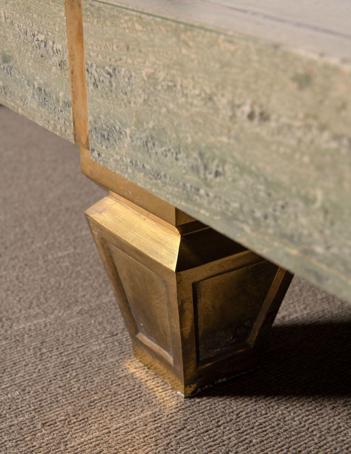 Massive Custom 10ft Marble & Brass Cocktail / Display Table from Neiman Marcus For Sale 6
