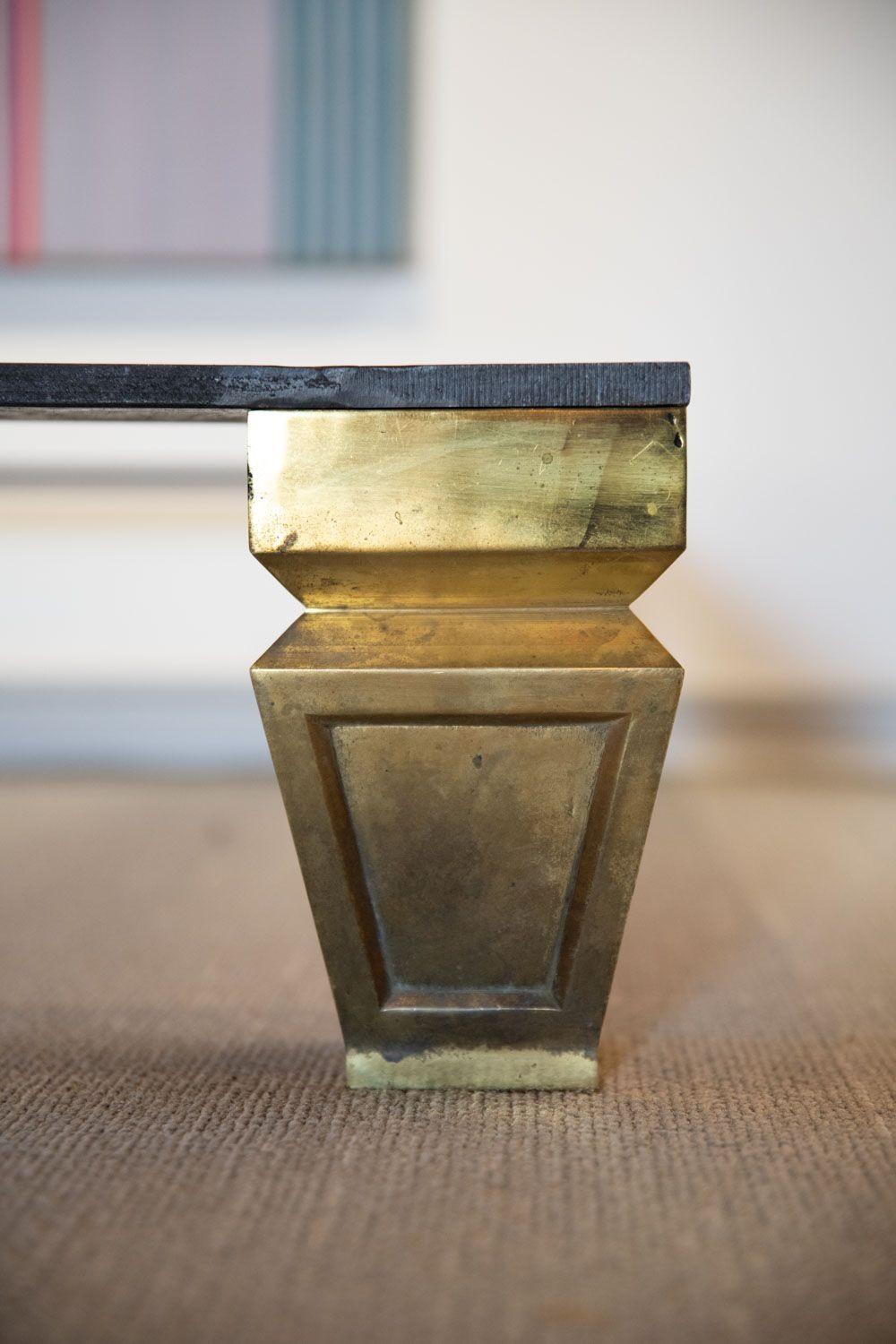 Massive Custom 10ft Marble & Brass Cocktail / Display Table from Neiman Marcus For Sale 9