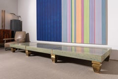 Massive Custom 10ft Marble & Brass Cocktail / Display Table from Neiman Marcus