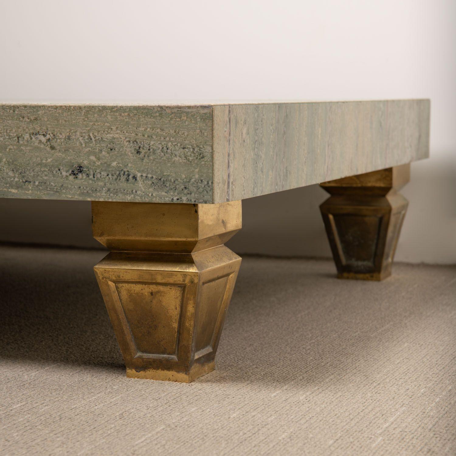 Massive Custom 10ft Marble & Brass Cocktail / Display Table from Neiman Marcus For Sale 4