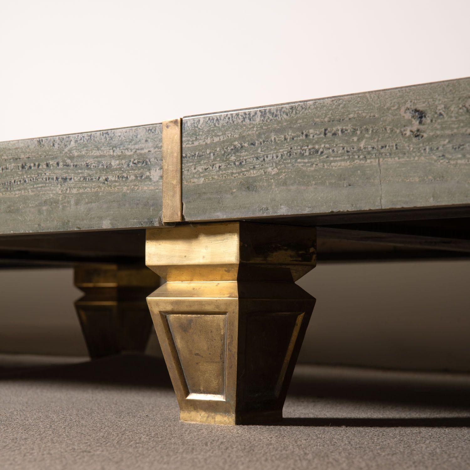 Massive Custom 10ft Marble & Brass Cocktail / Display Table from Neiman Marcus For Sale 5
