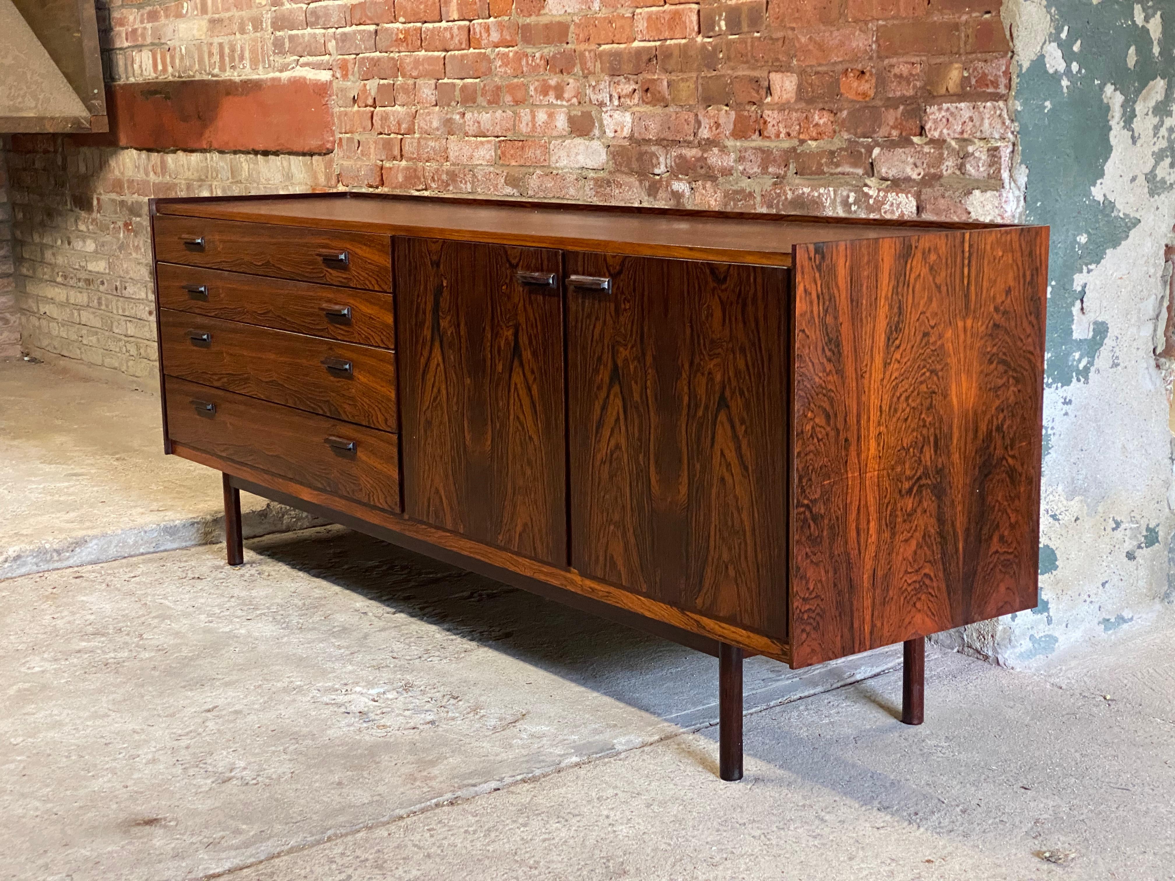 Scandinavian Modern Massive Danish Modern Rosewood Sideboard