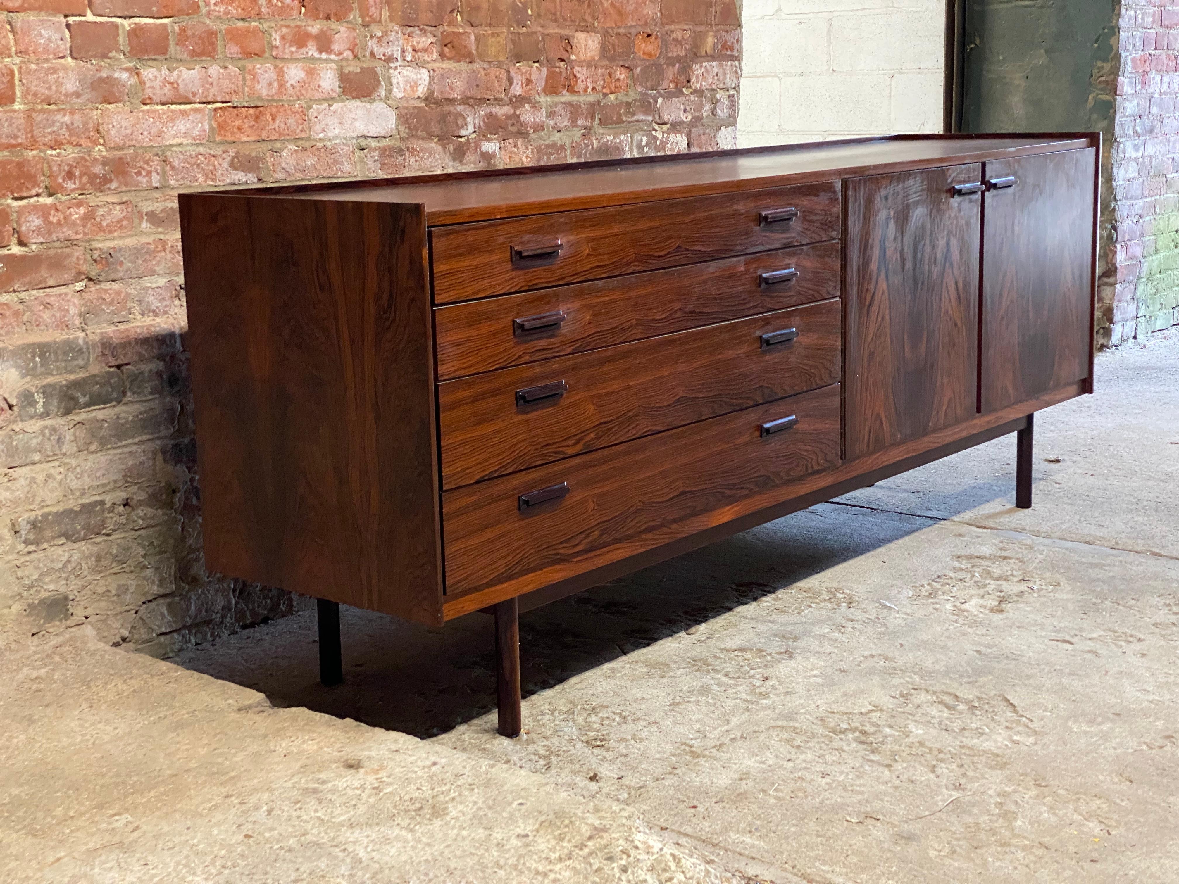 Massive Danish Modern Rosewood Sideboard In Good Condition In Garnerville, NY