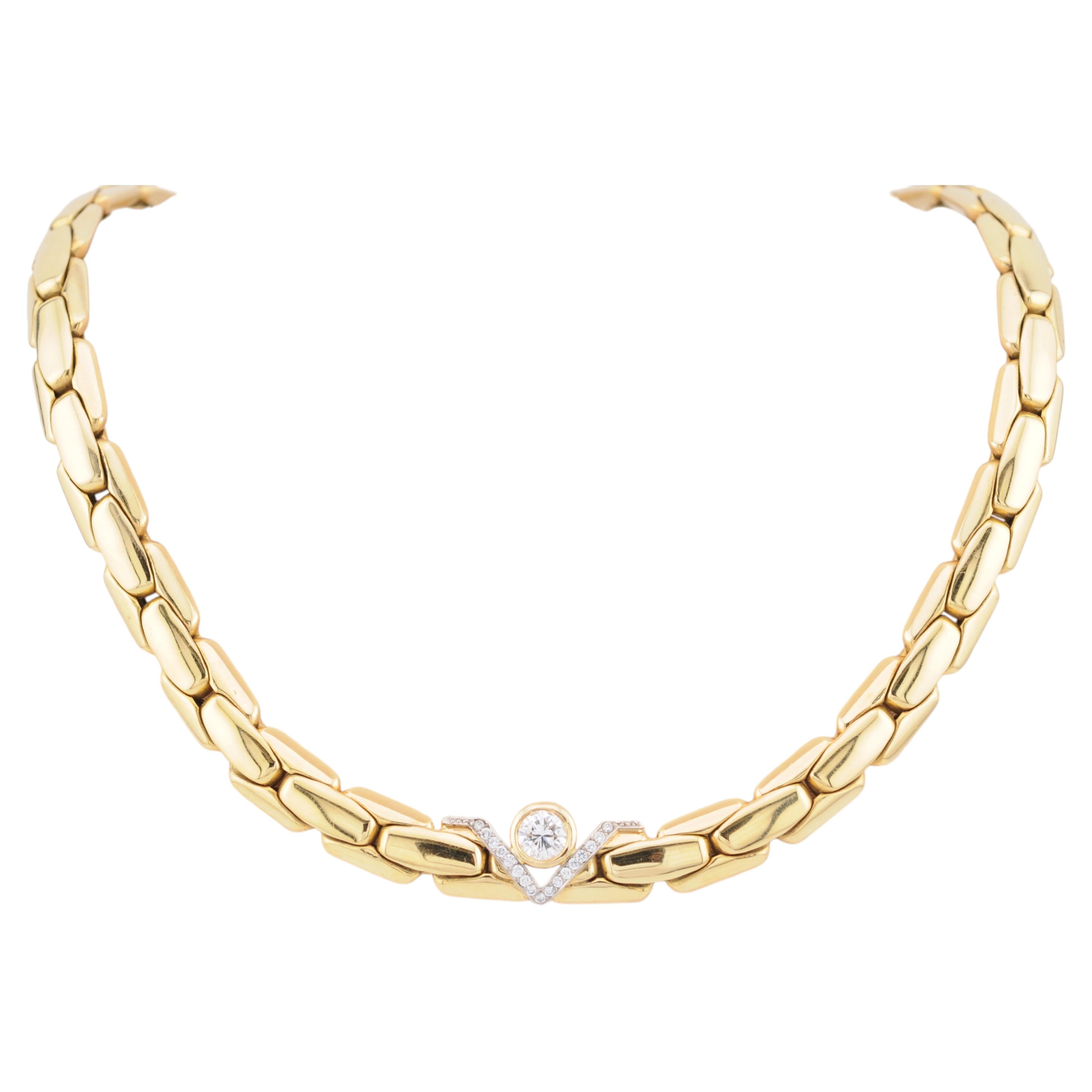 Massive Diamond Collier Necklace in 18 Karat Yellow Gold