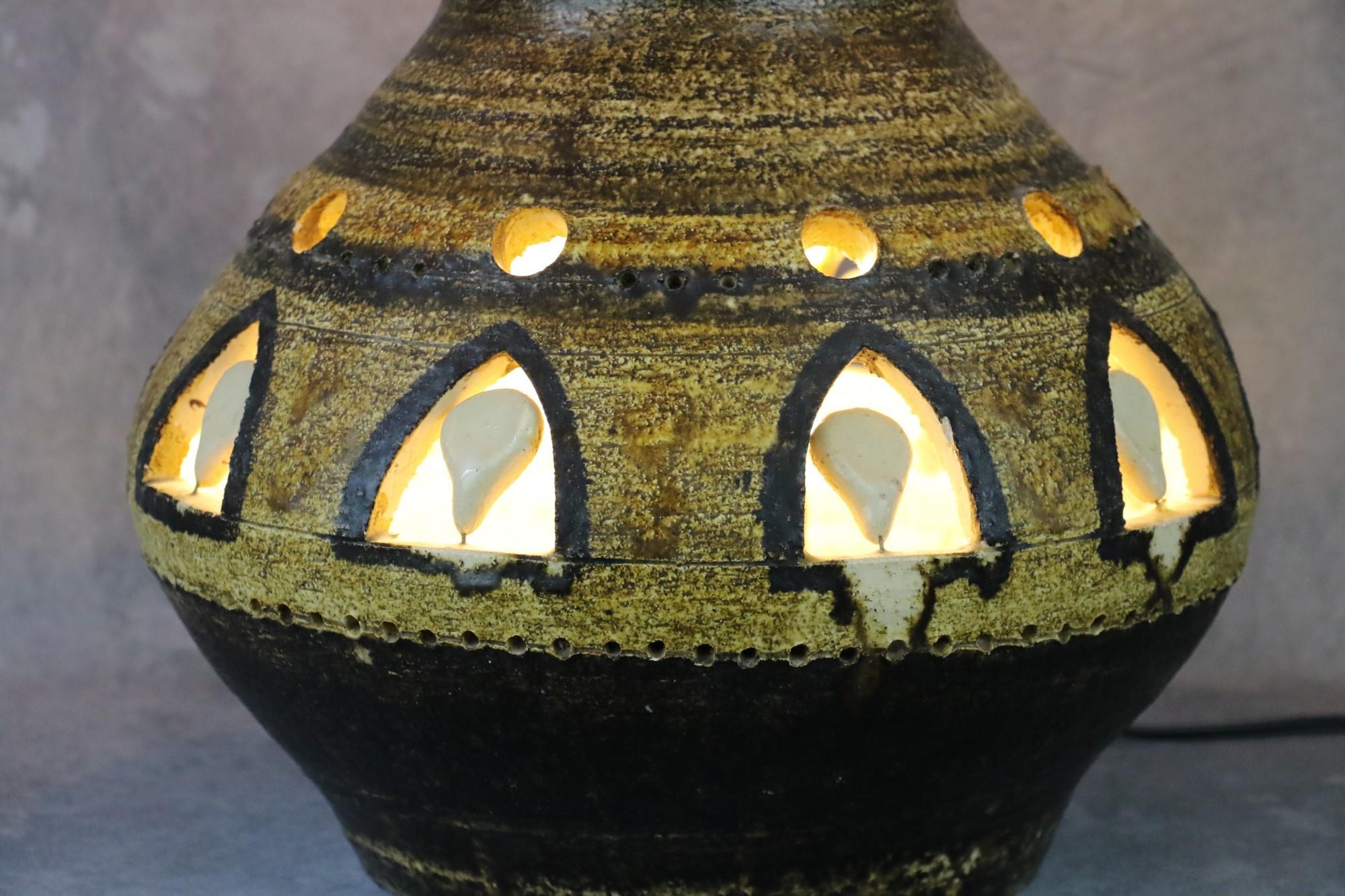Massive Double Lighting Ceramic Lamp by Georges Pelletier, 1970s, France For Sale 4