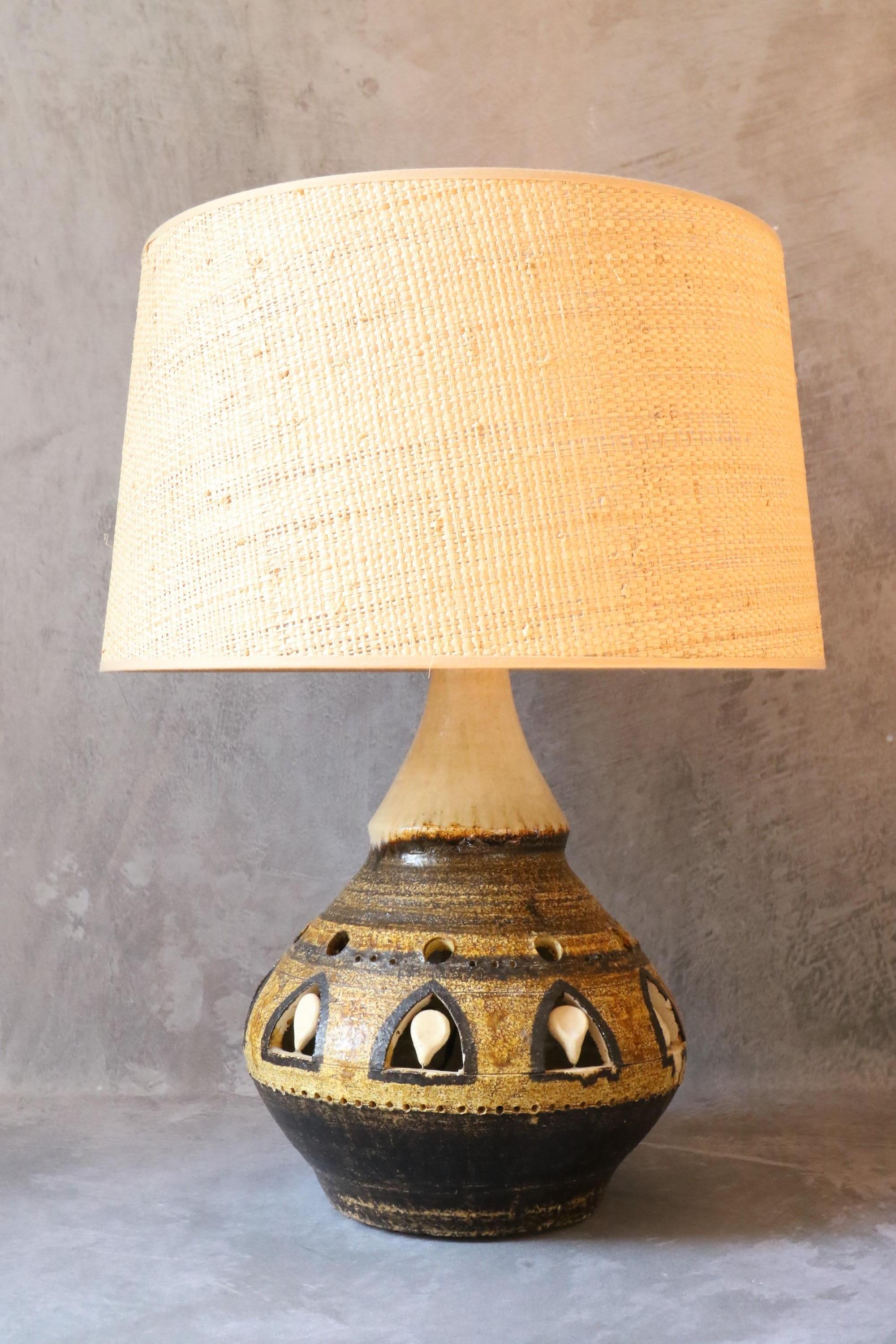 Massive Double Lighting Ceramic Lamp by Georges Pelletier, 1970s, France For Sale 2