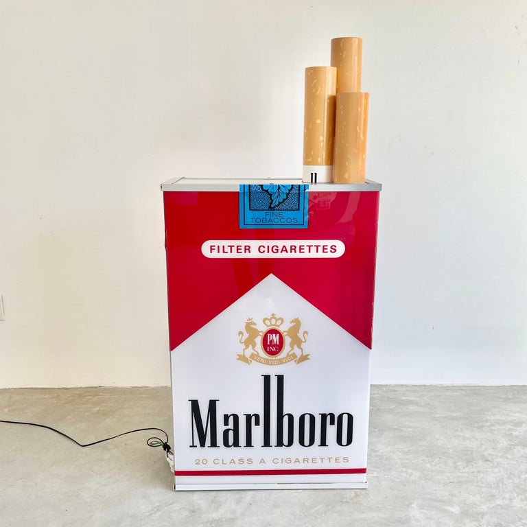 large cigarette box Massive Double Sided Vintage Marlboro Light Up Cigarette Pack at 1stDibs