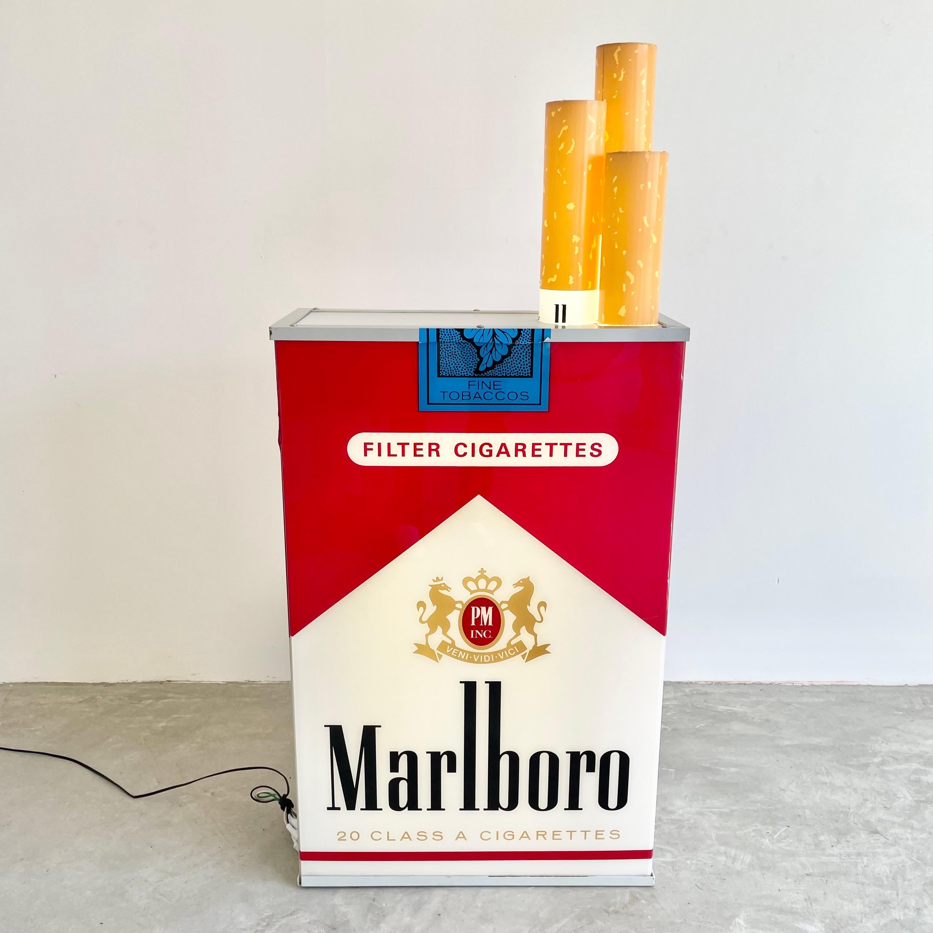 Late 20th Century Massive Double Sided Vintage Marlboro Light Up Cigarette Pack