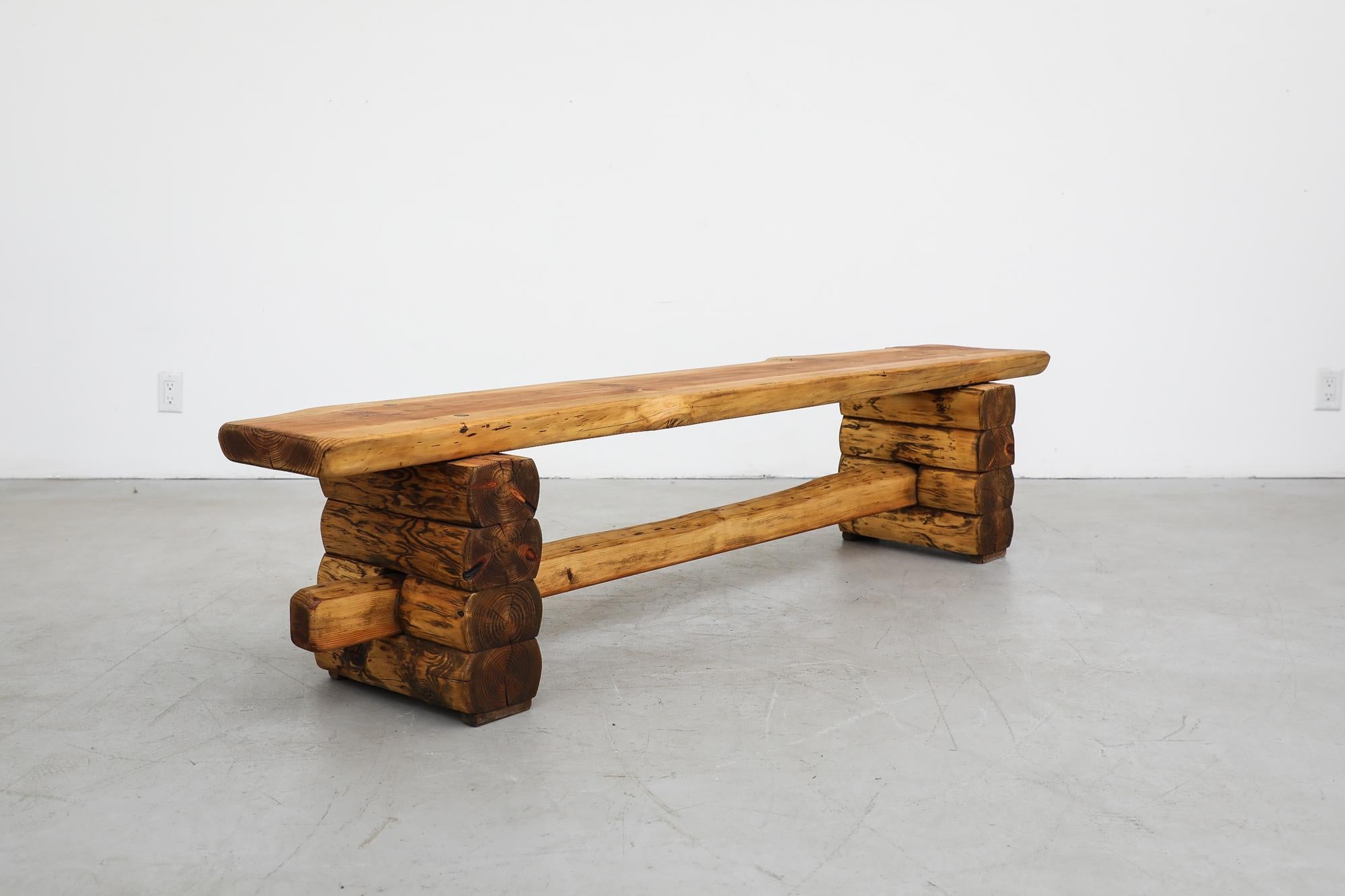 20th Century Massive Dutch Carved Log Benches
