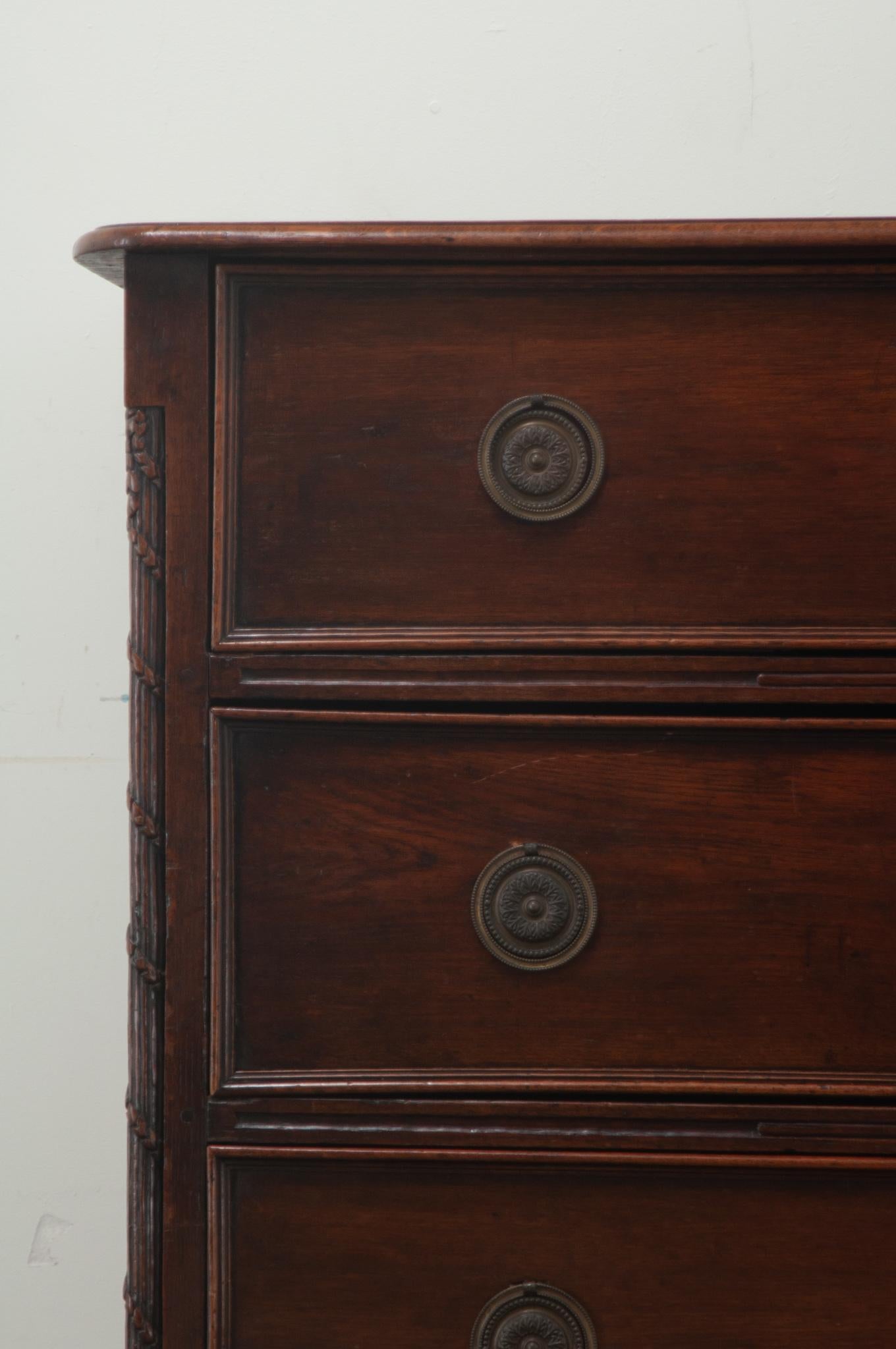Hand-Carved Massive Dutch Oak Chest of Drawers For Sale