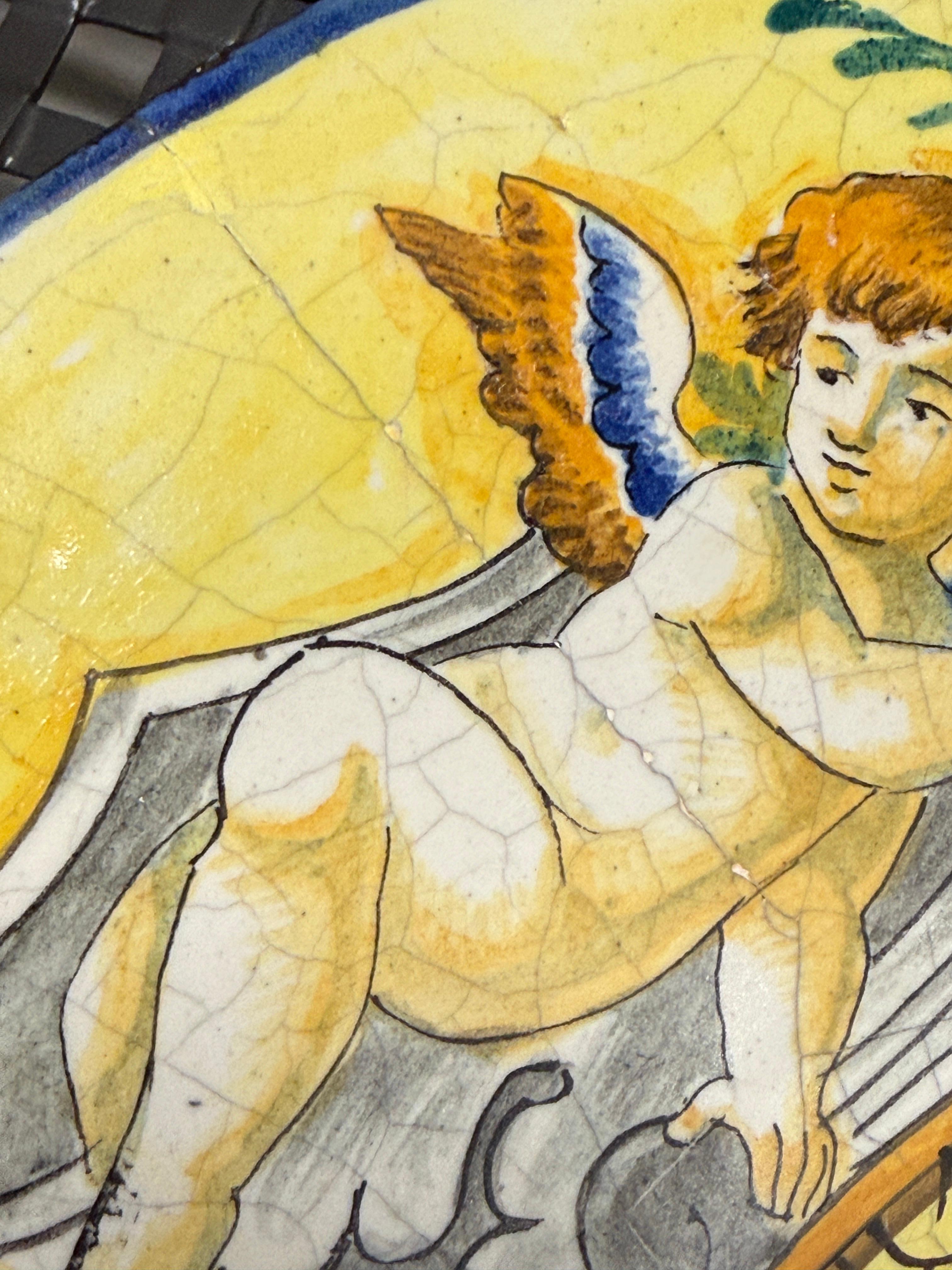 Grand plat en majolique italienne du début du 20e siècle avec scène bacchanale en vente 7